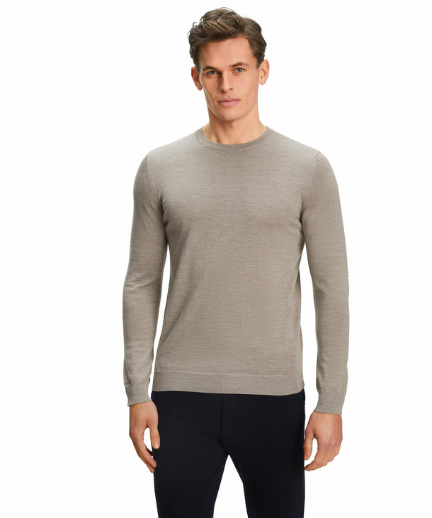 FALKE Herren Pullover Rundhals, S, Braun, Uni, Wolle, 60910-407802 günstig online kaufen