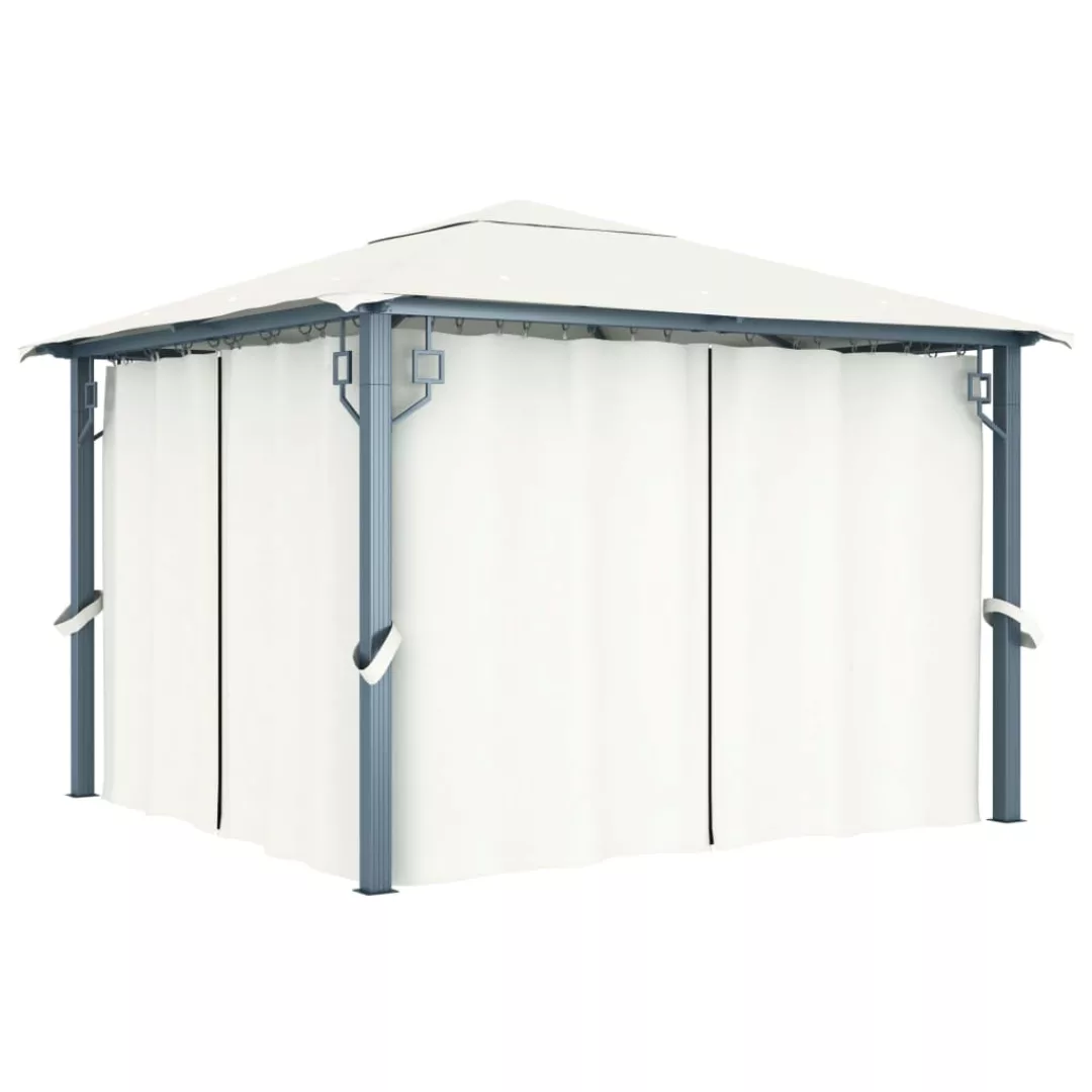 Pavillon Mit Vorhängen Und Lichterketten 300x300 Cm Creme Alu günstig online kaufen