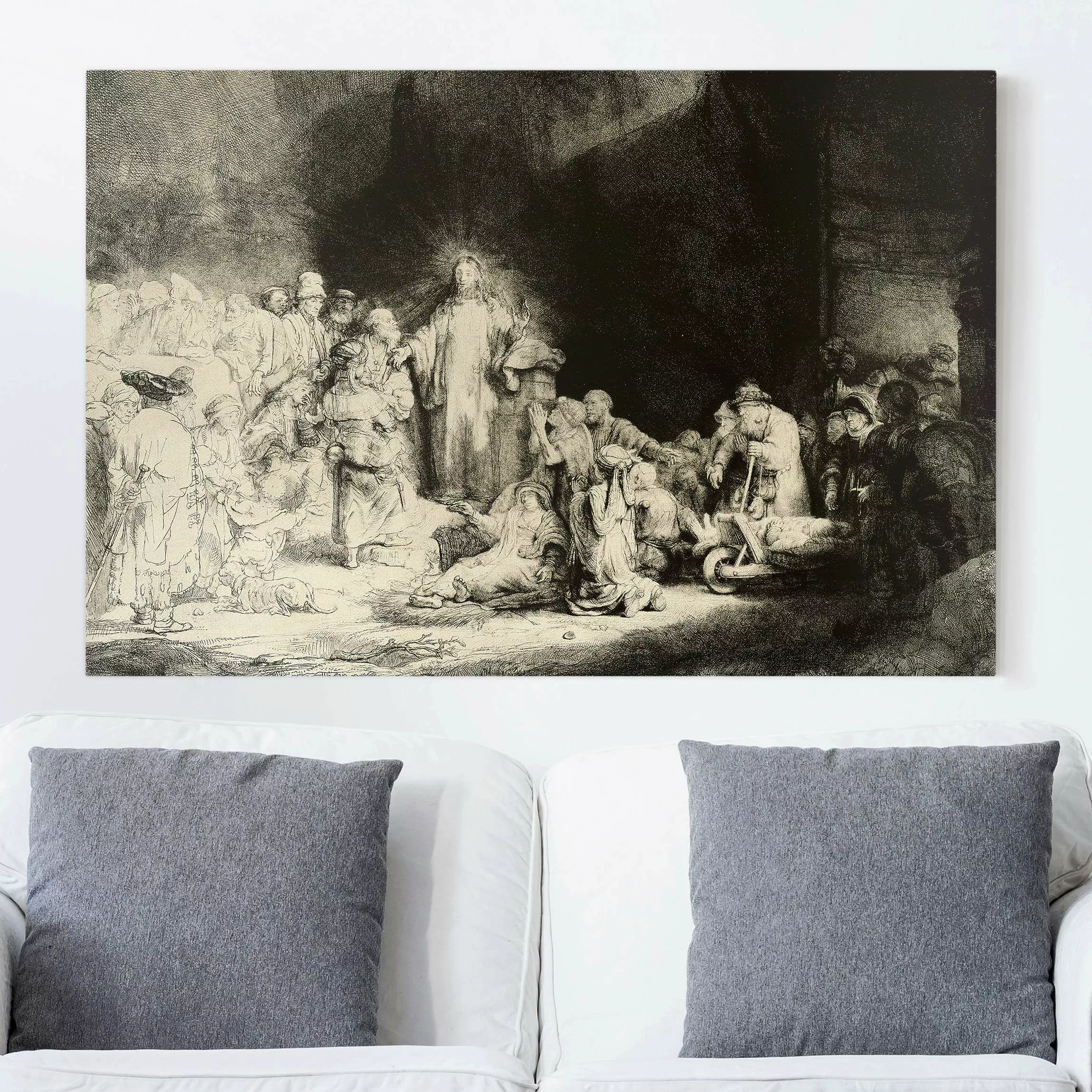 Leinwandbild Kunstdruck - Querformat Rembrandt van Rijn - Christus heilt di günstig online kaufen