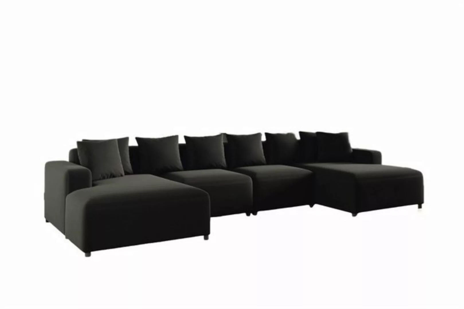 Fun Möbel Wohnlandschaft Sofa U-Form MEGAN in Stoff Salvador, Rücken echt b günstig online kaufen