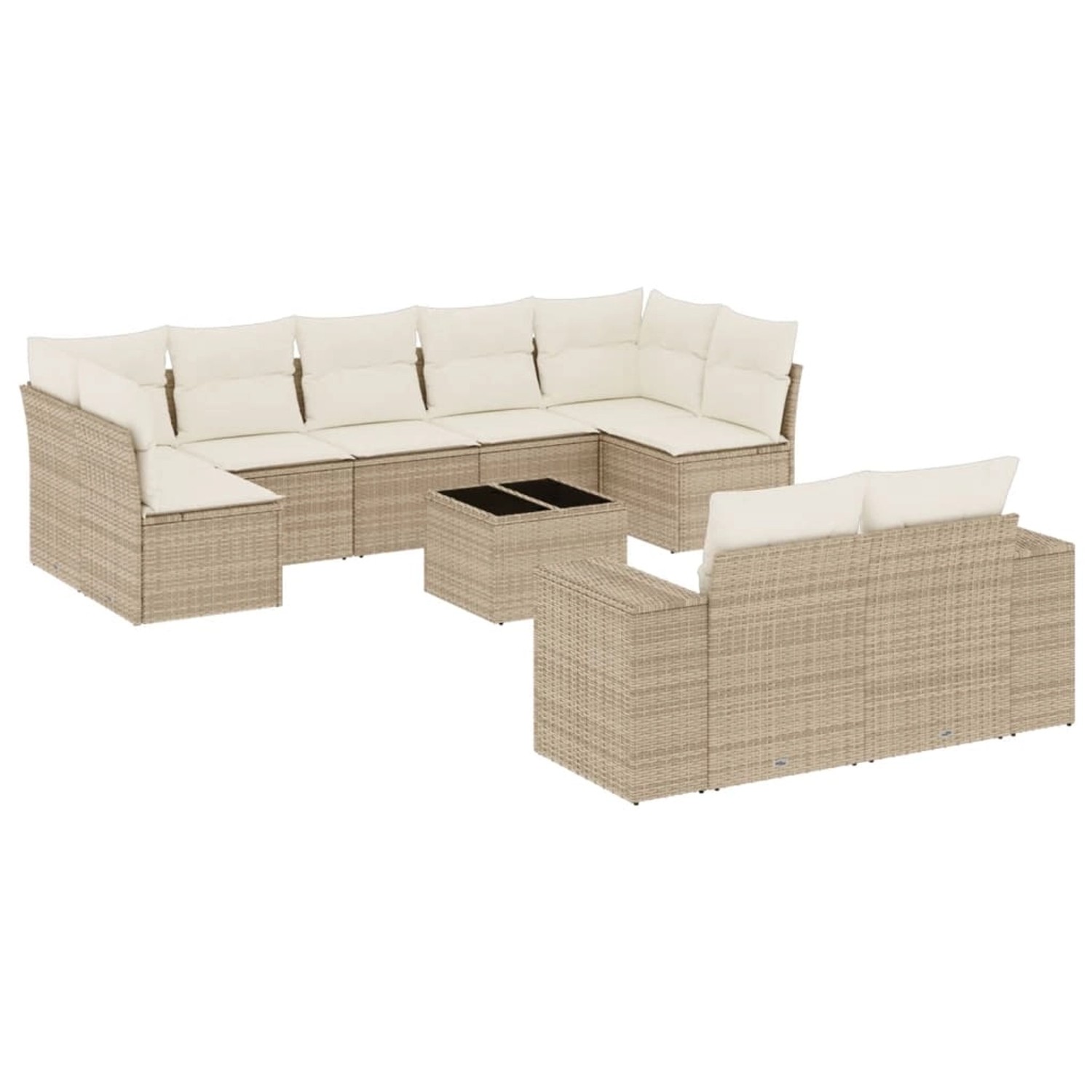 vidaXL 10-Tlg Garten-Sofagarnitur mit Kissen Beige Poly Rattan 3255365 günstig online kaufen