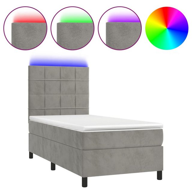 vidaXL Boxspringbett Boxspringbett mit Matratze & LED Samt (100 x 200 cm, H günstig online kaufen