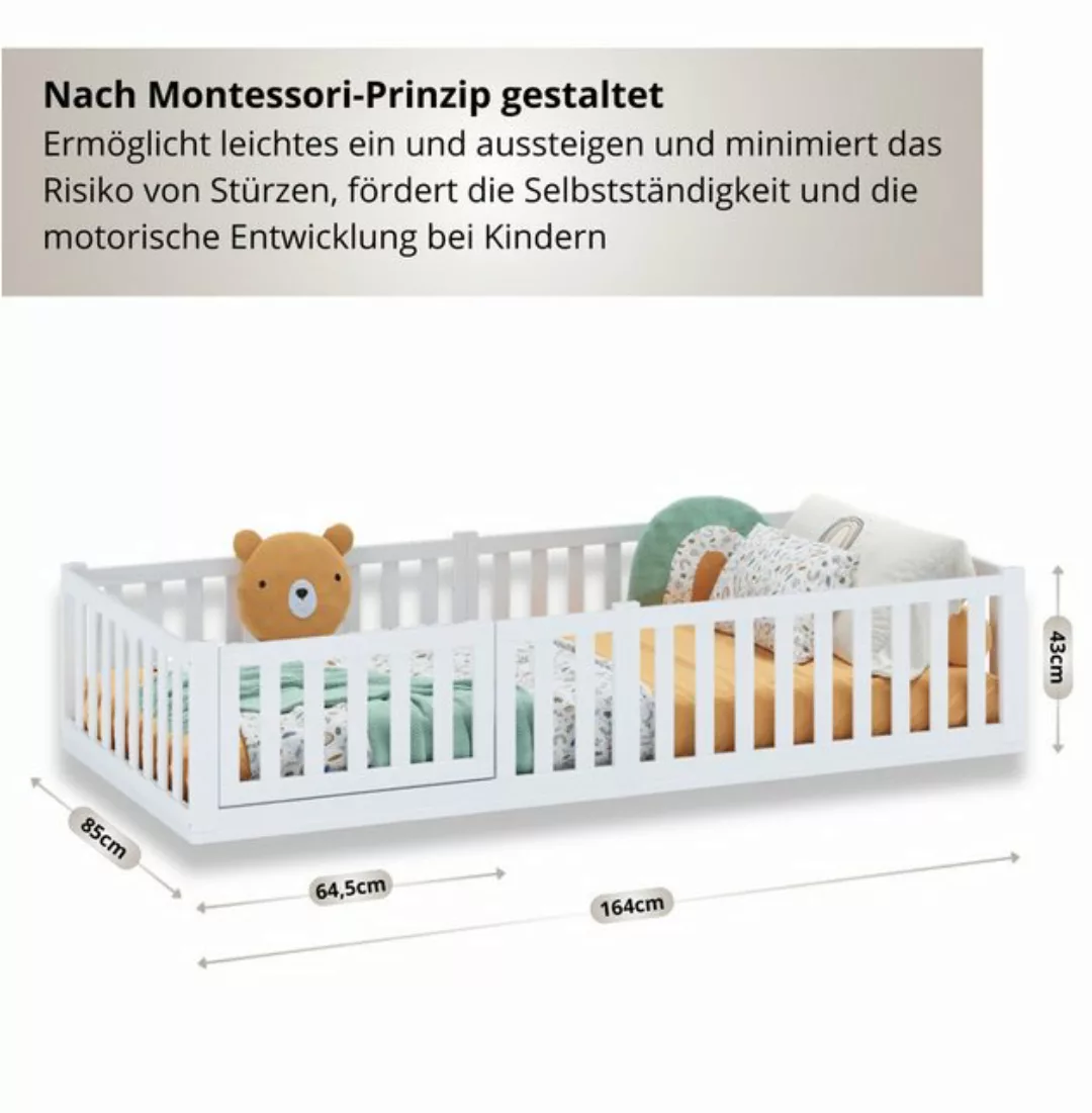 Alavya Home® Kinderbett Bodenbett "TITAN" mit Tür- aus Buchenholz, Bodenbet günstig online kaufen