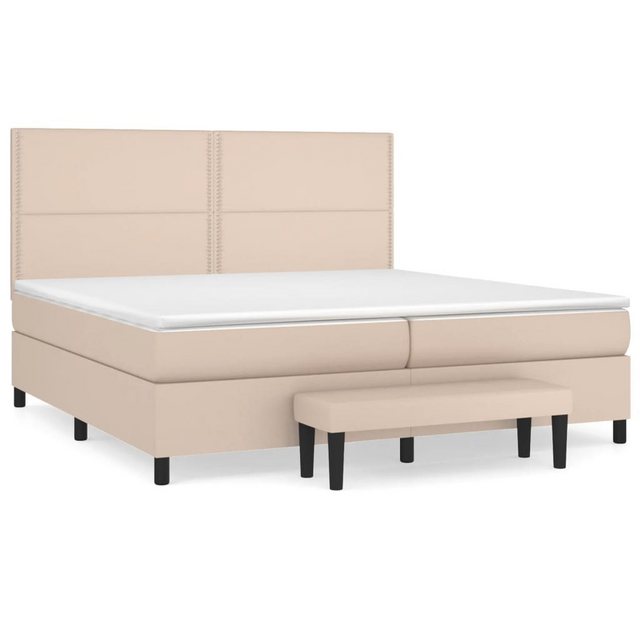 vidaXL Boxspringbett Boxspringbett mit Matratze und Fusshocker Kunstleder ( günstig online kaufen