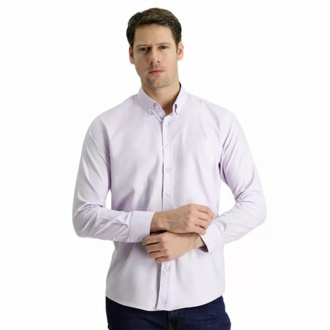 KIGILI Langarmhemd Herrenhemd Langarm Uni Klassisches Hemd, Geschenk für Mä günstig online kaufen