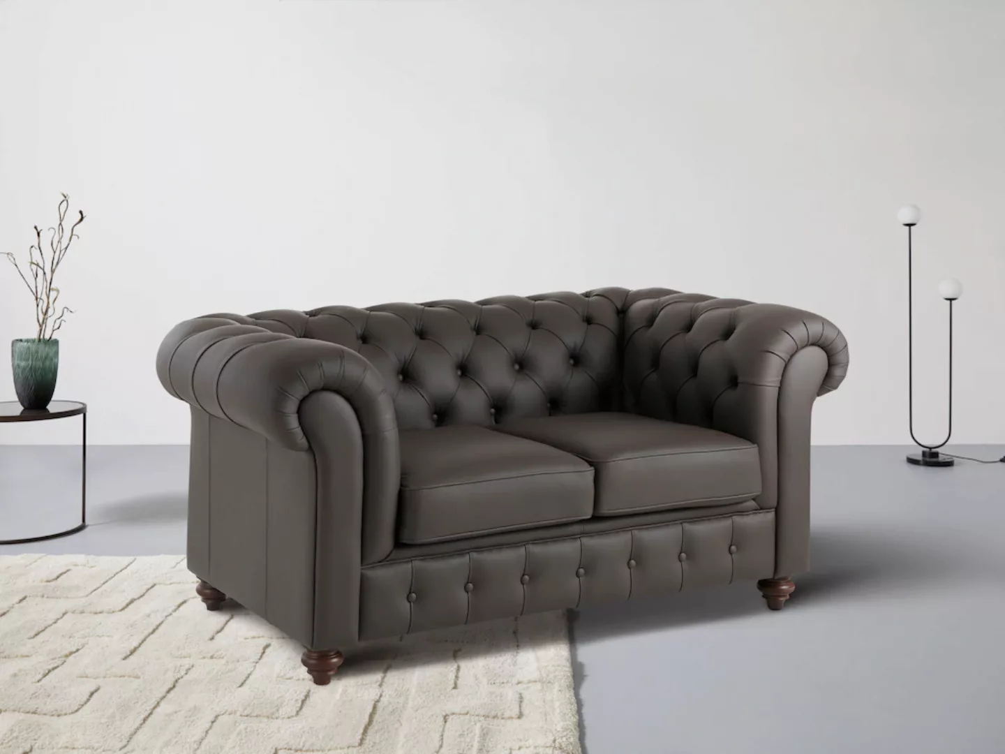 Home affaire Chesterfield-Sofa Chesterfield 2-Sitzer B/T/H: 150/89/74 cm, m günstig online kaufen