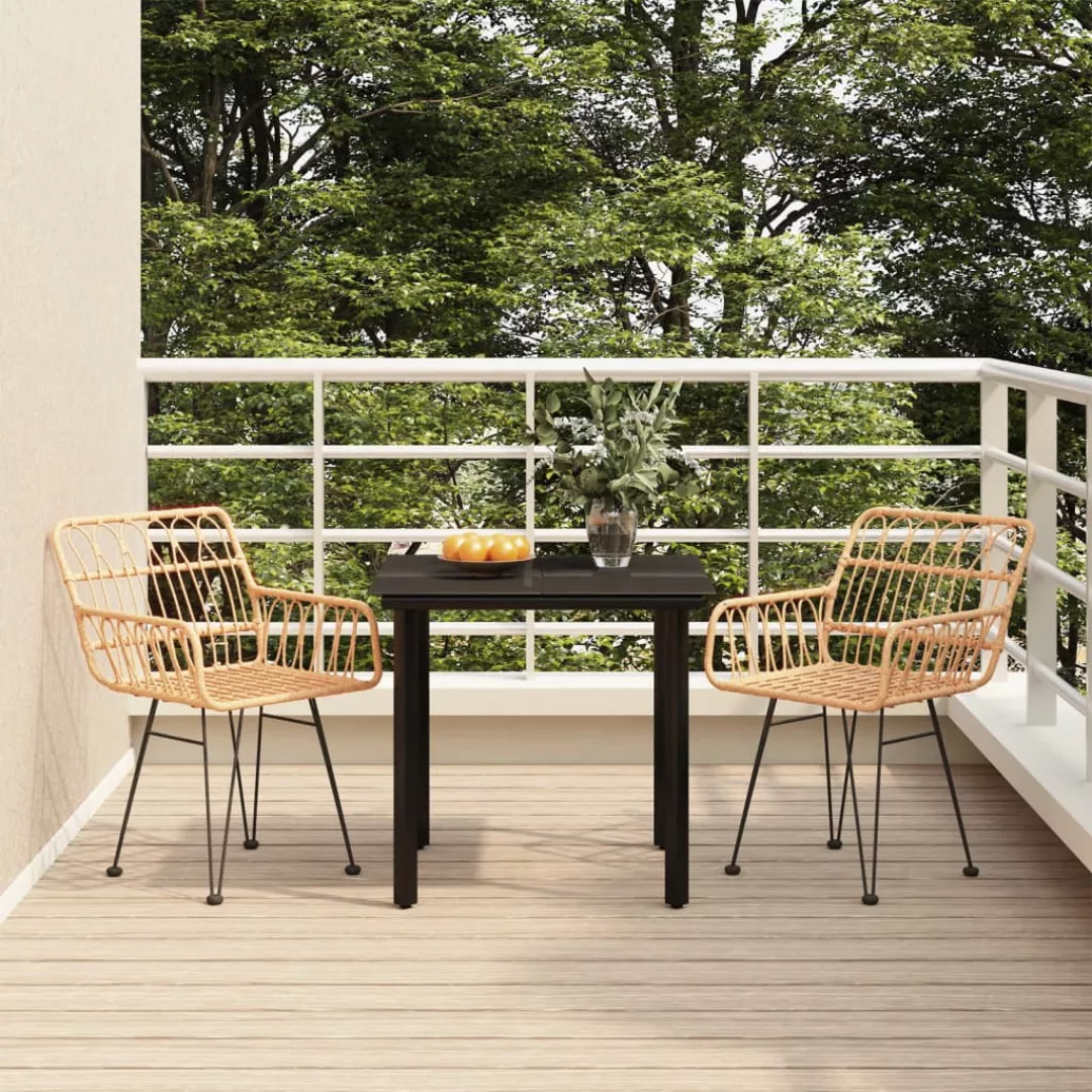 Vidaxl 3-tlg. Garten-essgruppe Poly Rattan günstig online kaufen