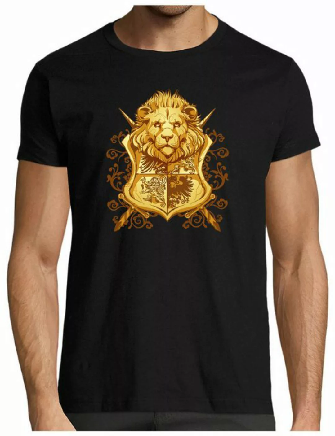 MyDesign24 T-Shirt Herren Print Shirt - Majestätisches Löwenwappen T-Shirt günstig online kaufen