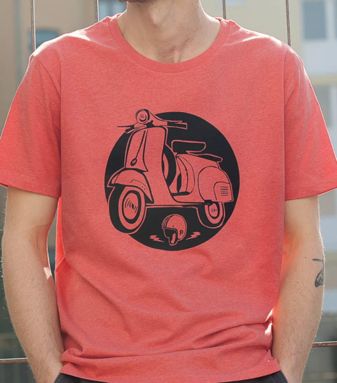 Retro Schaltroller - Männer T-shirt - Heather Red günstig online kaufen