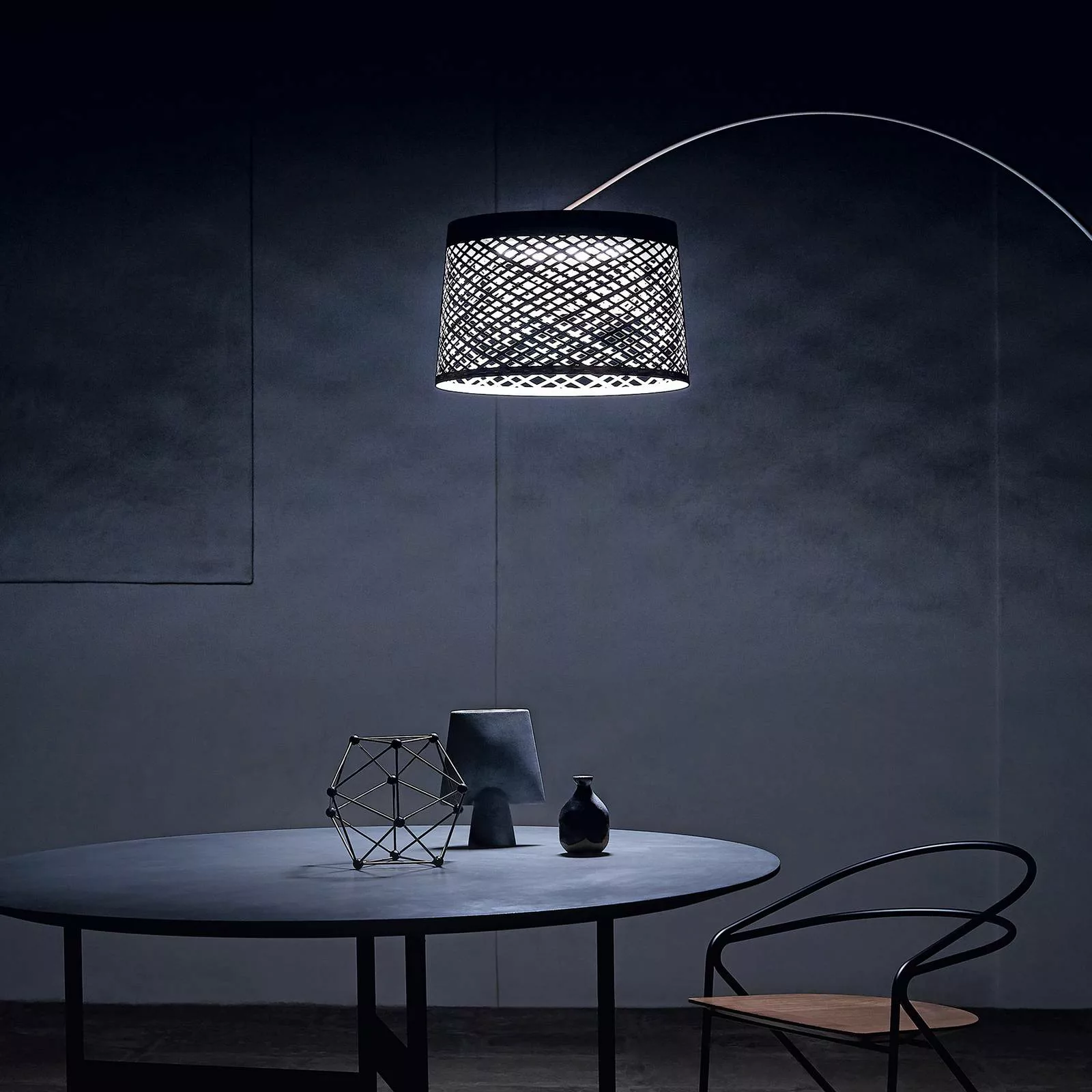 Foscarini Twiggy Grid LED-Bogenleuchte, greige günstig online kaufen