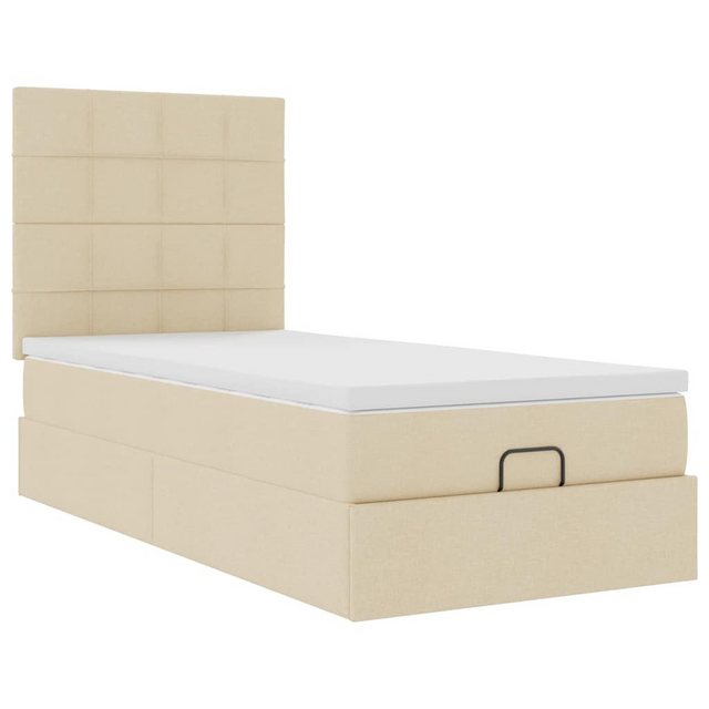 vidaXL Bett Ottoman-Bett mit Matratze Creme 90x190 cm Stoff günstig online kaufen