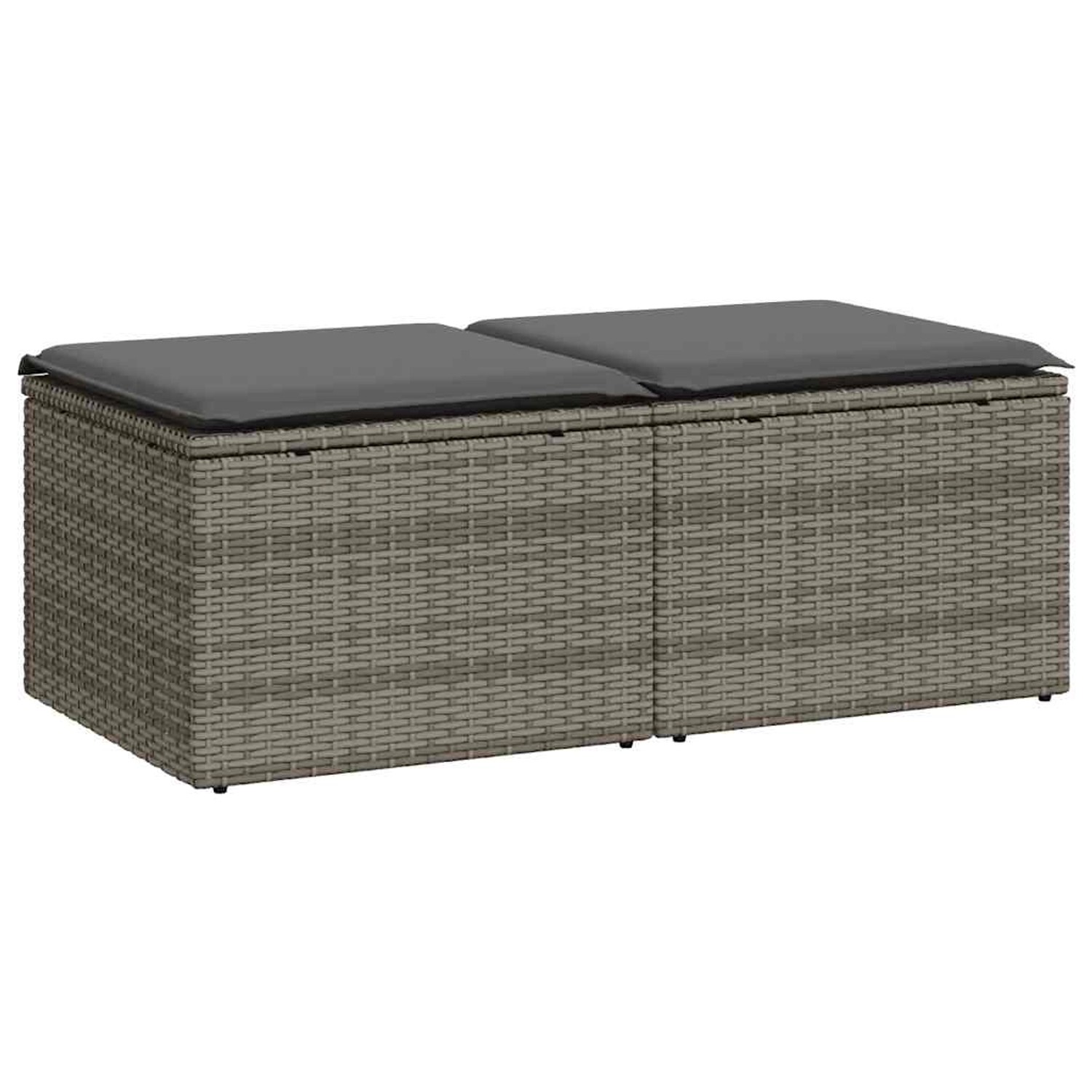 vidaXL 2-Tlg Garten-Sofagarnitur mit Kissen Grau Poly Rattan Akazie 3328683 günstig online kaufen