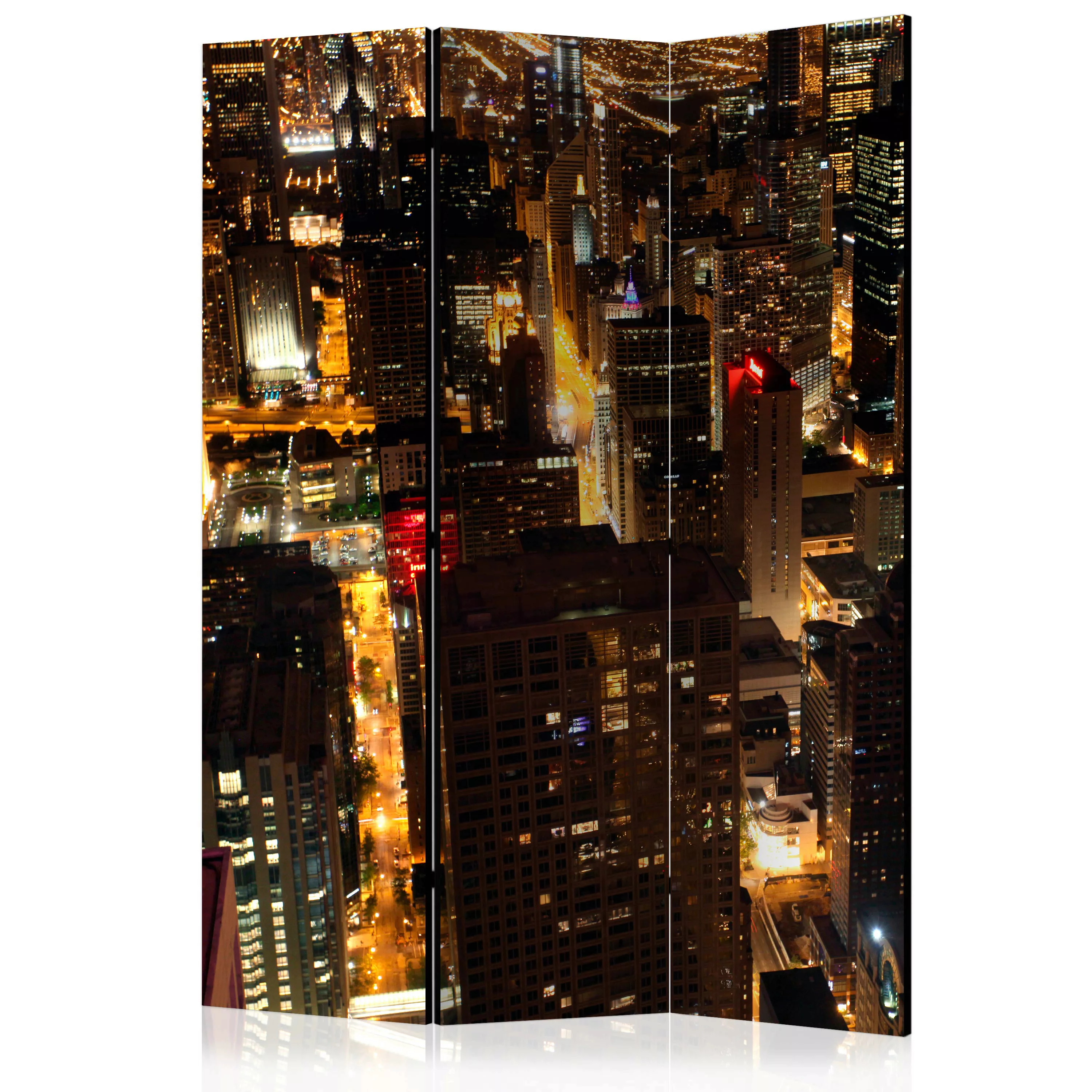 3-teiliges Paravent - City By Night - Chicago, Usa [room Dividers] günstig online kaufen