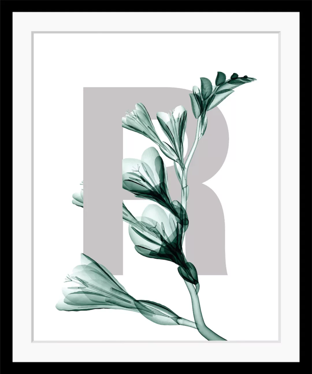 queence Bild "R-Flower", Buchstaben, Blätter, gerahmt, Blume günstig online kaufen