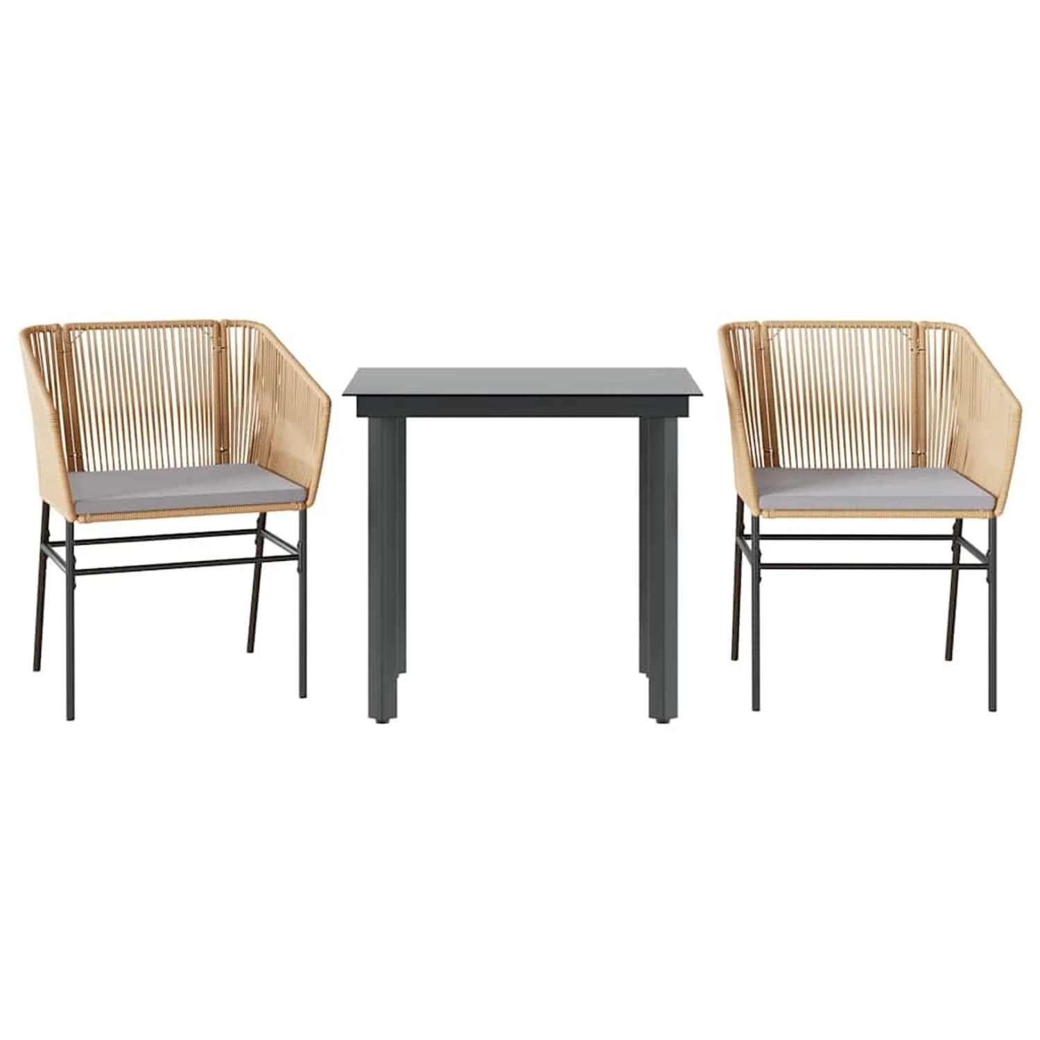 vidaXL 3-Tlg Garten-Essgruppe mit Kissen Braun Poly Rattan Glas 3334618 günstig online kaufen
