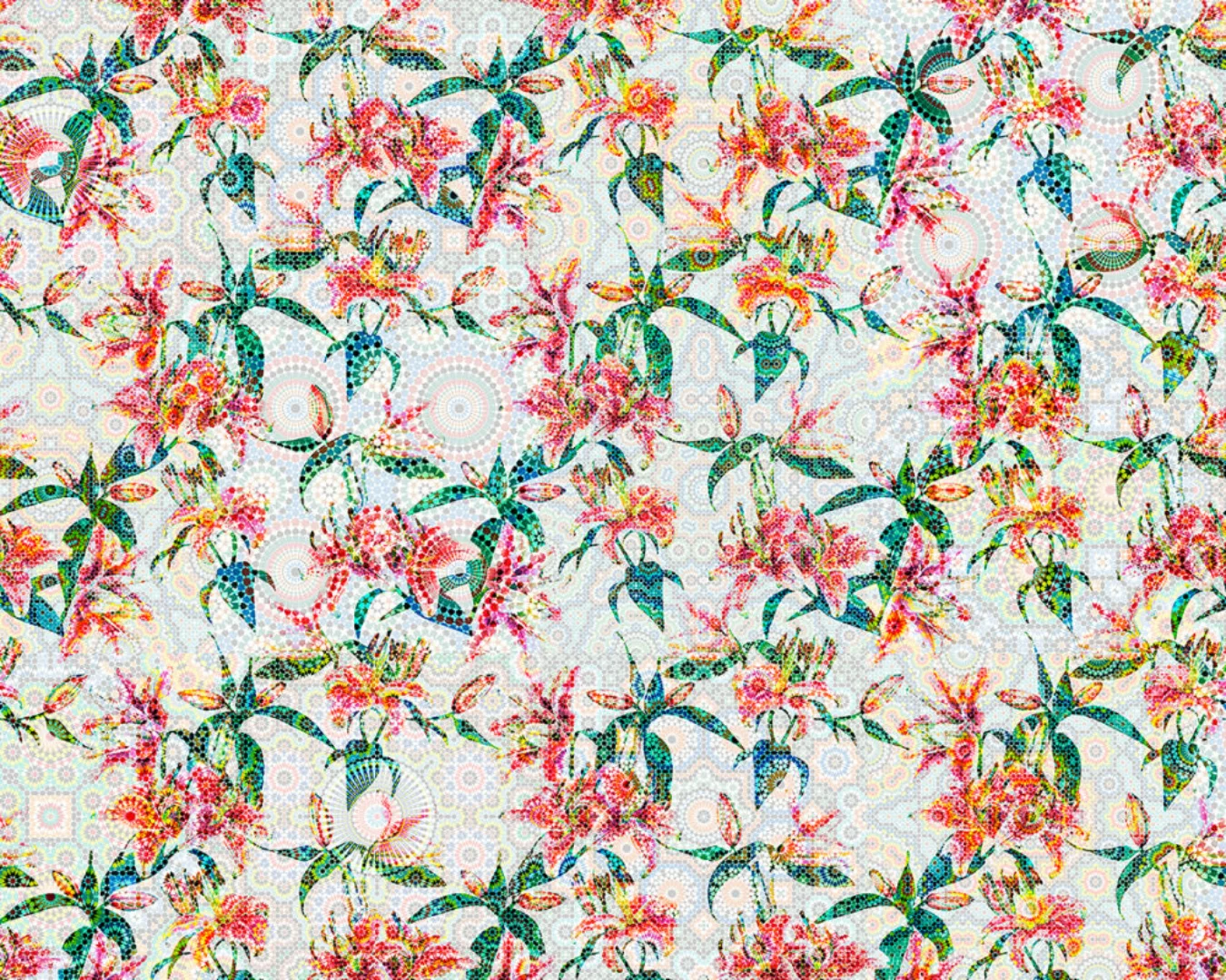 Fototapete "mosaic lilies1" 4,00x2,70 m / Glattvlies Perlmutt günstig online kaufen