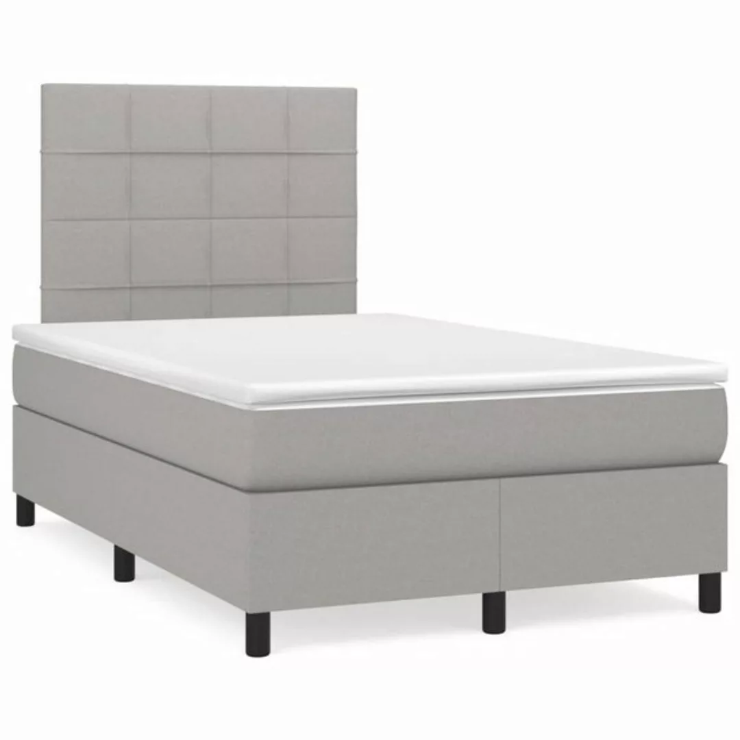 furnicato Bett Boxspringbett mit Matratze Hellgrau 120x200 cm Stoff (1-tlg) günstig online kaufen