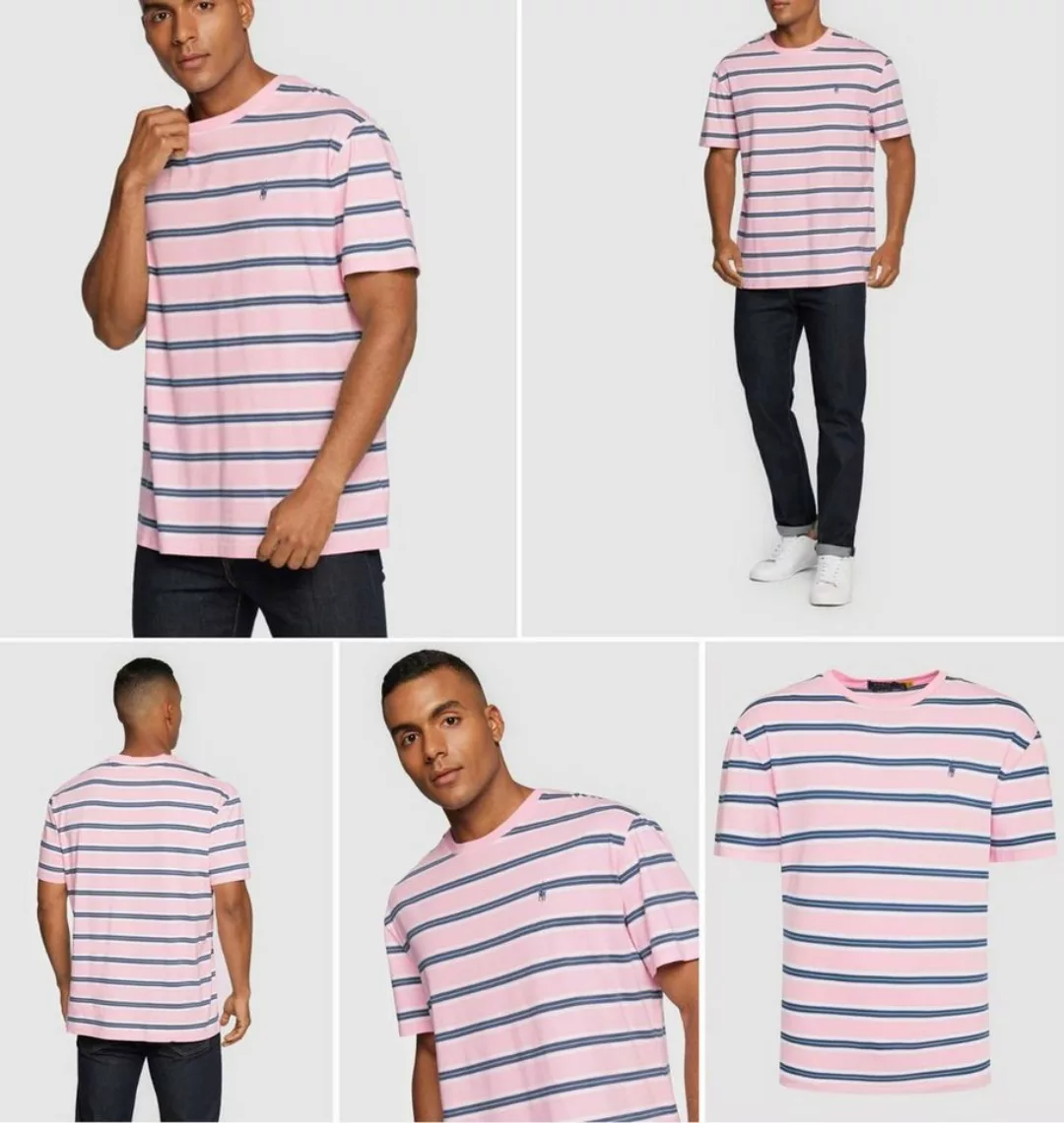 Ralph Lauren T-Shirt POLO RALPH LAUREN Striped Rosa Tee T-Shirt Shirt Class günstig online kaufen