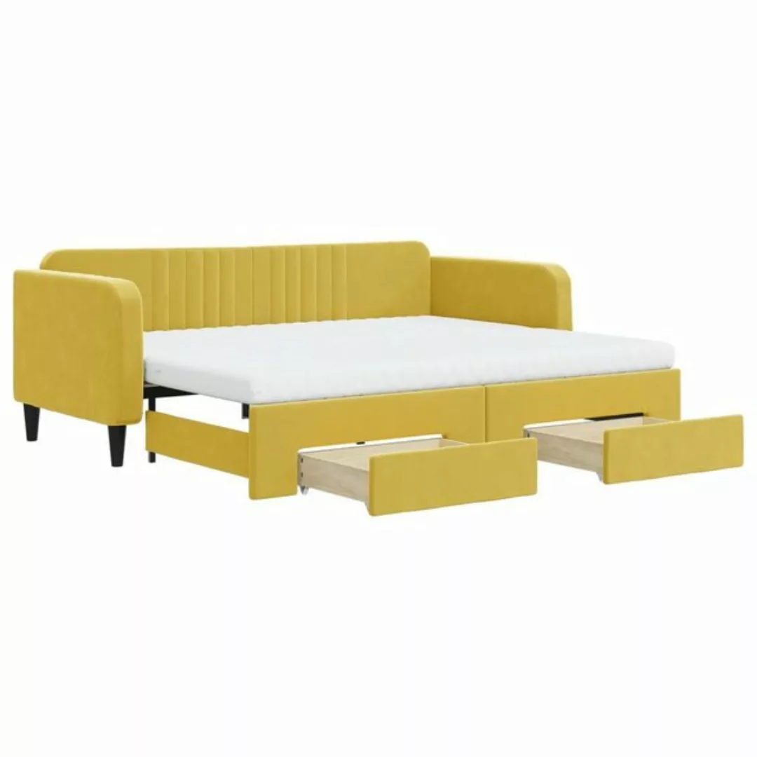 vidaXL Bett Tagesbett Ausziehbar mit Schubladen Gelb 90x200 cm Samt günstig online kaufen