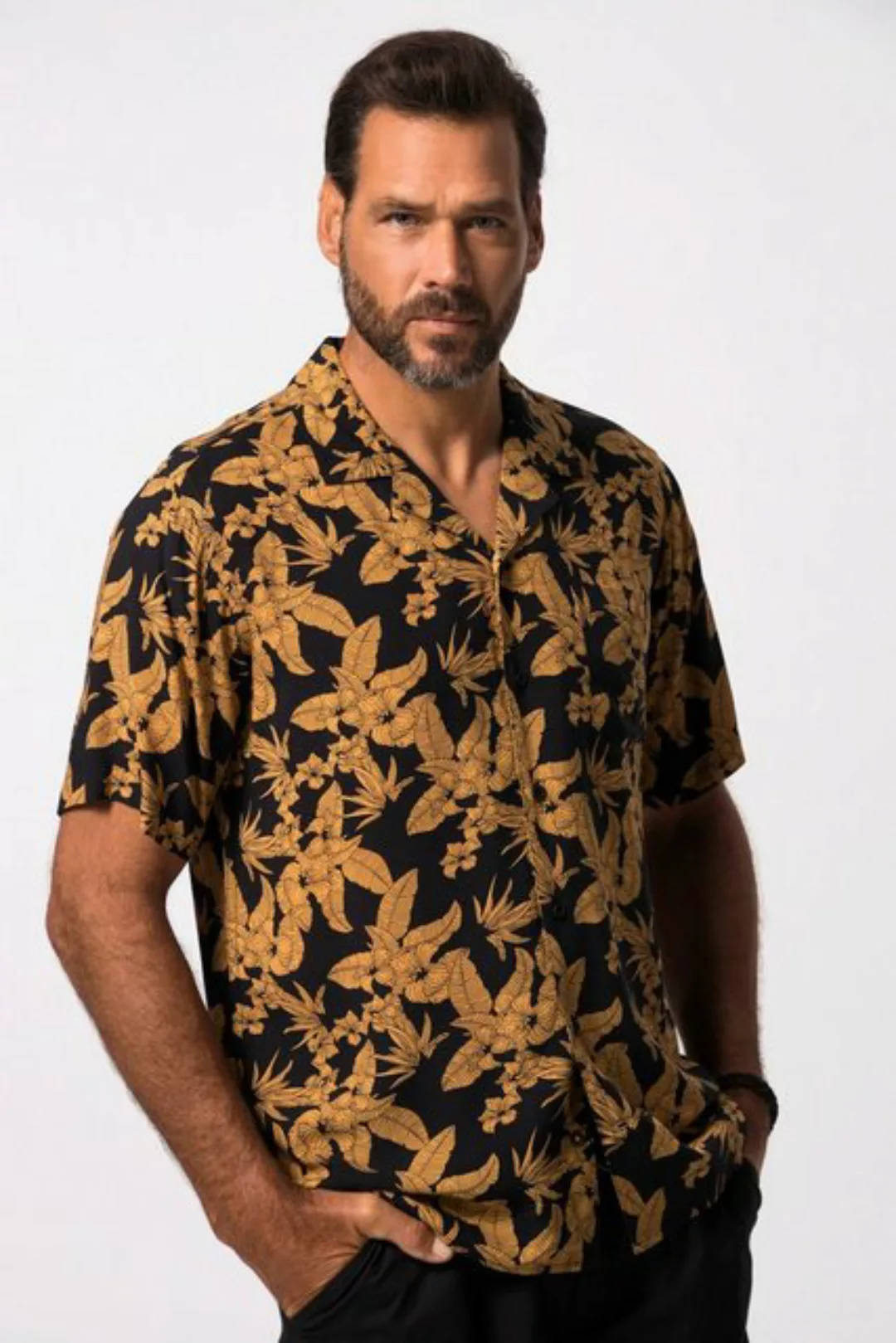 JP1880 Kurzarmhemd Hemd Halbarm floraler Print Cuba-Kragen Cuba-Fit günstig online kaufen