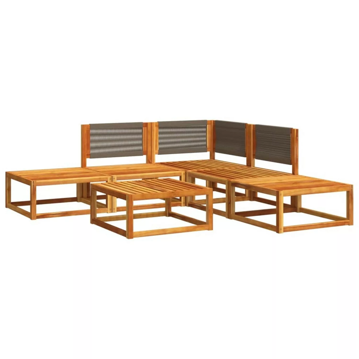 vidaXL Loungesofa 6-tlg. Garten-Sofagarnitur mit Kissen Massivholz Akazie, günstig online kaufen