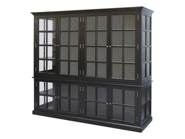 Annimuck Standvitrine Chic Antique Vitrinenschrank H195/L220/B55 cm schwarz günstig online kaufen