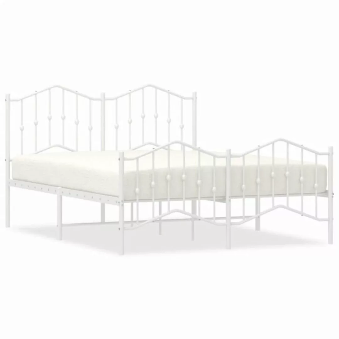 furnicato Bett Bettgestell mit Kopf- und Fußteil Metall Weiß 135x190 cm günstig online kaufen