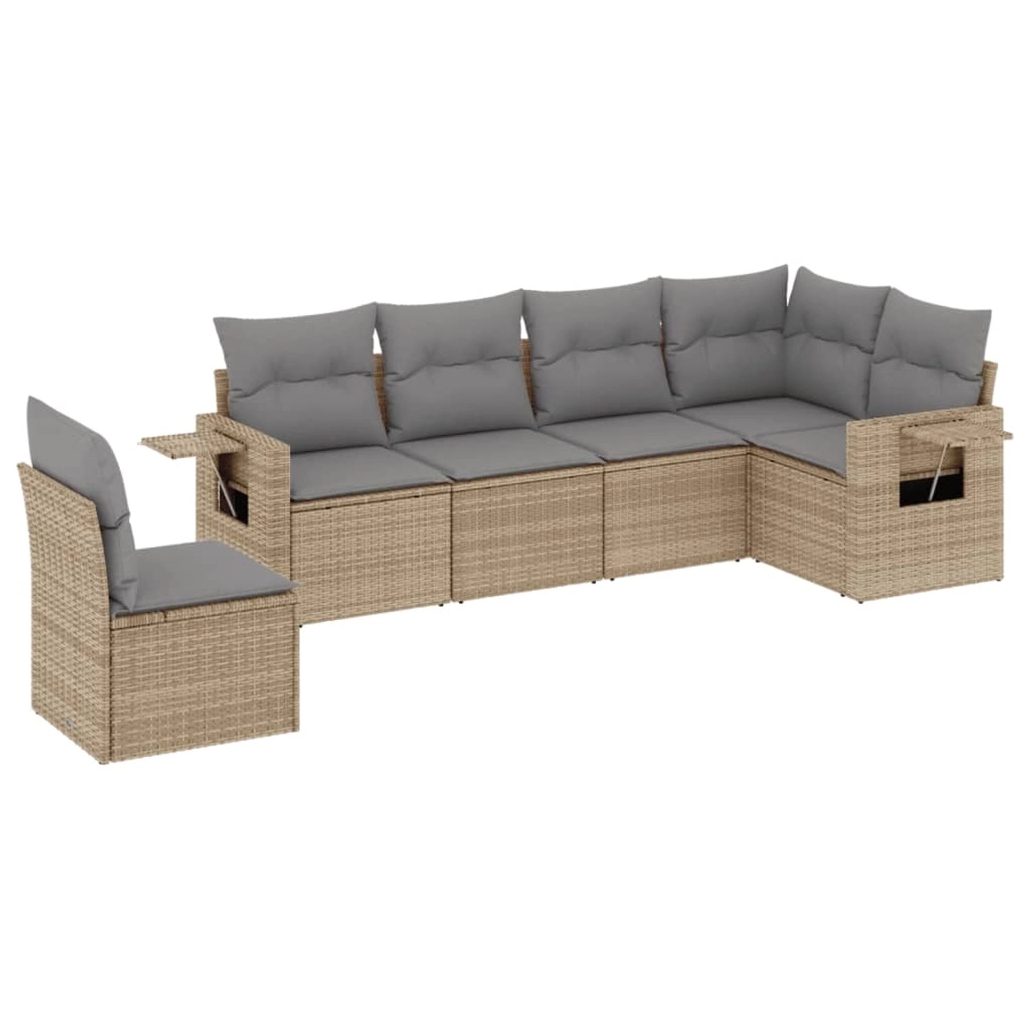 vidaXL 6-tlg Garten-Sofagarnitur mit Kissen Beige Poly Rattan Modell 300 günstig online kaufen