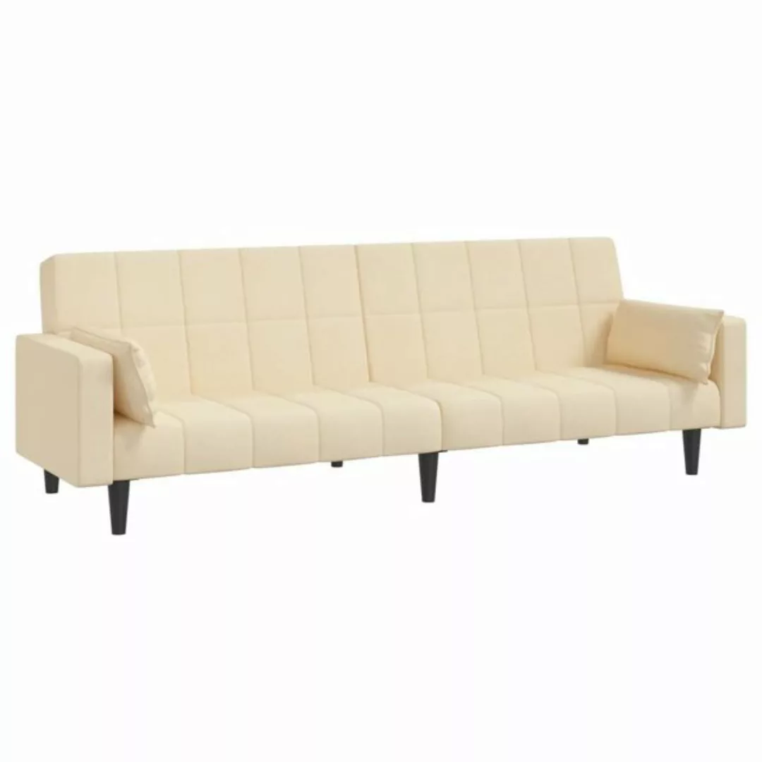 vidaXL Sofa Schlafsofa 2-Sitzer mit 2 Kissen Creme Stoff günstig online kaufen