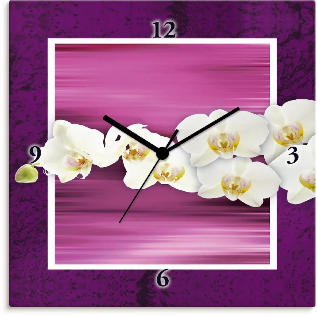 Artland Wanduhr "Orchideen - violett", wahlweise mit Quarz- oder Funkuhrwer günstig online kaufen