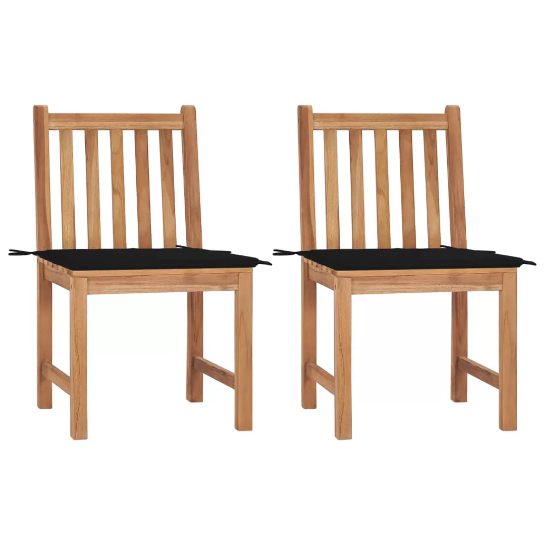 Gartenstühle 2 Stk. Mit Kissen Massivholz Teak günstig online kaufen