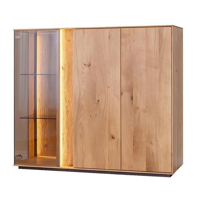 JVmoebel Vitrine Hellbraune Vitrine Designer Esszimmer Anrichte Holz LED-Sc günstig online kaufen