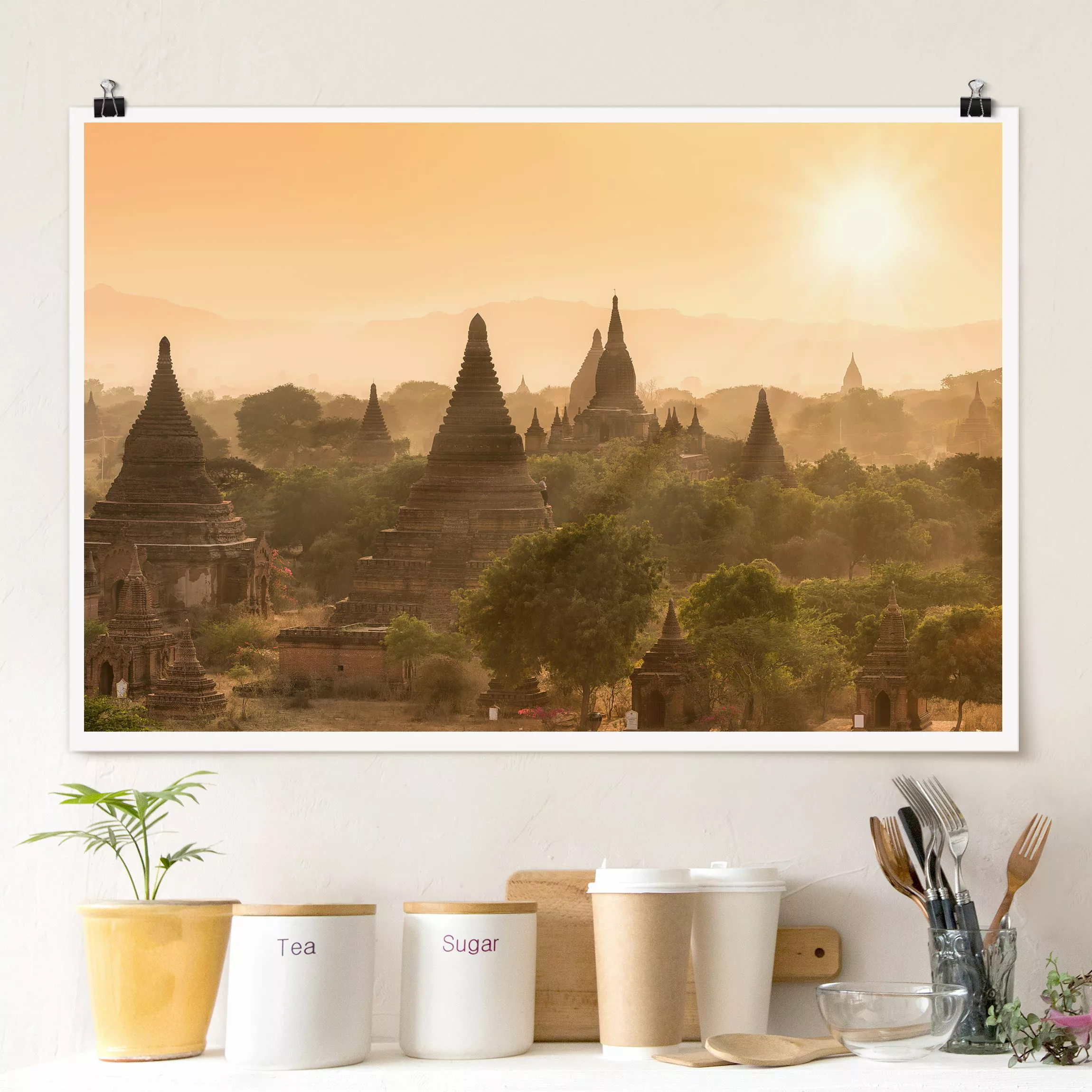 Poster Sonnenuntergang über Bagan günstig online kaufen