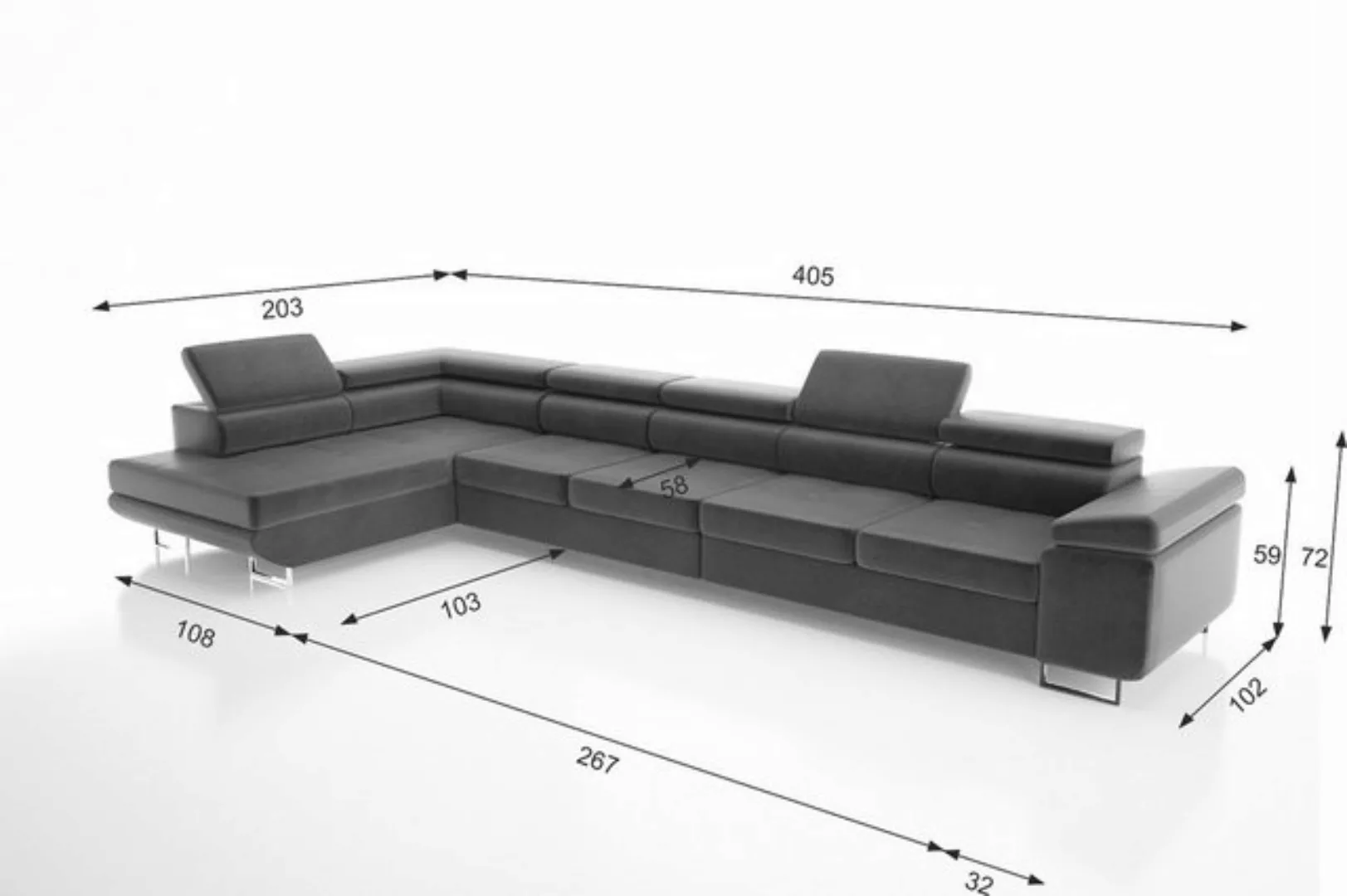 Unique Home Schlafsofa Ecksofa GM-AST-MAXI-Poso-L mit Schlaffunktion, Bettk günstig online kaufen