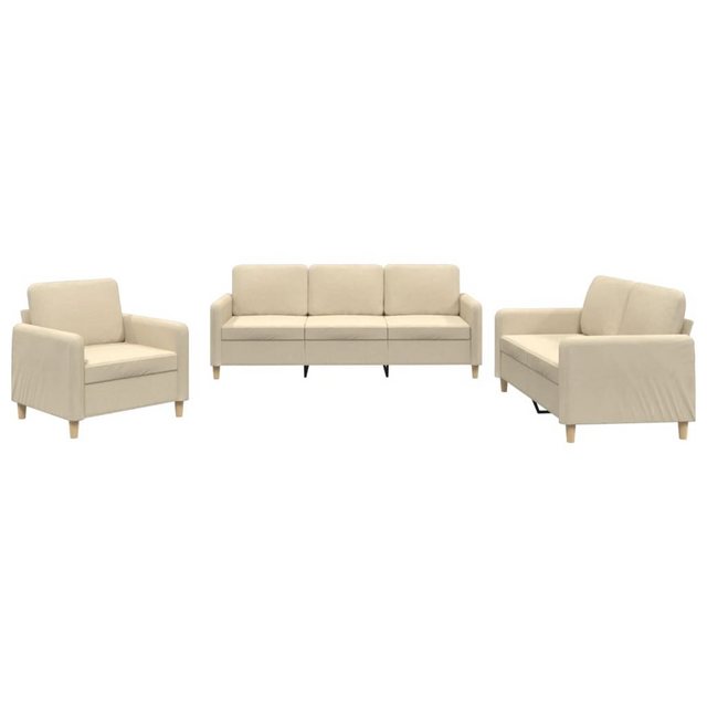 vidaXL Sofa, 3-tlg. Sofagarnitur mit Kissen Creme Stoff günstig online kaufen