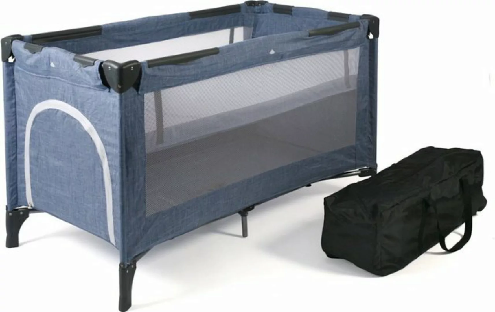 CHIC4BABY Baby-Reisebett Luxus, Jeans Blue, inkl. Transporttasche günstig online kaufen