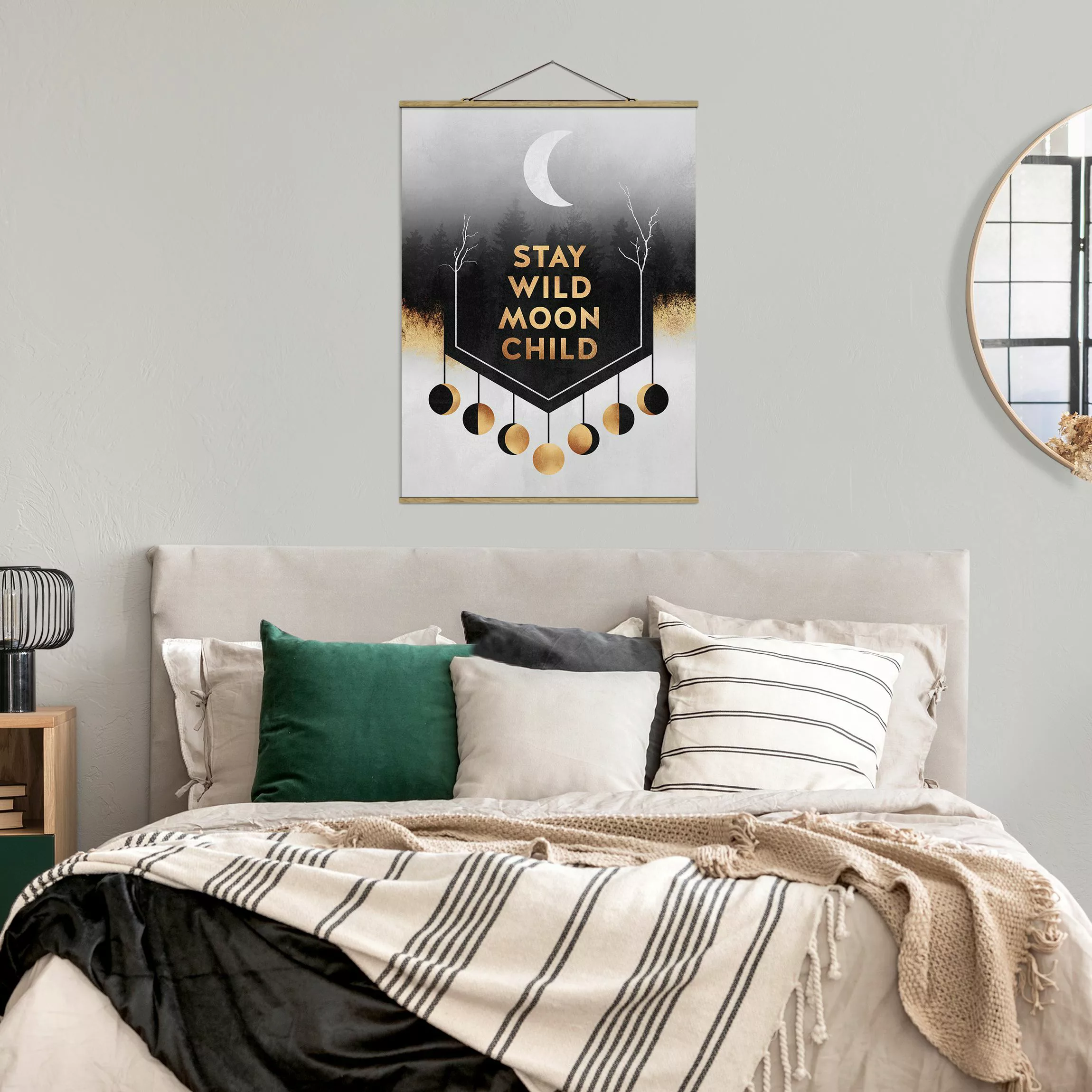 Stoffbild Spruch mit Posterleisten - Hochformat Stay Wild Moon Child günstig online kaufen