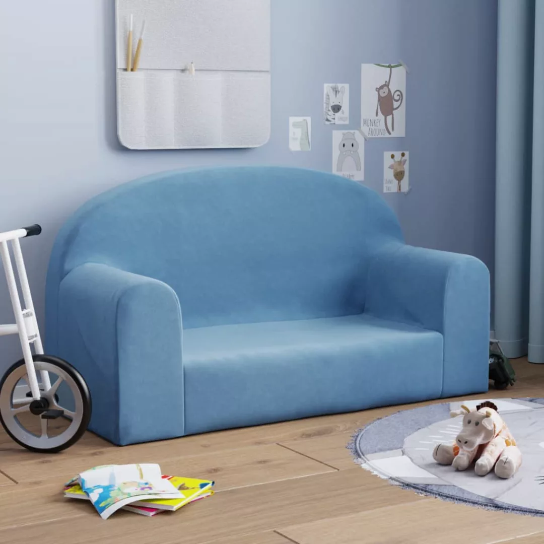 DOTMALL Kindersofa 2-Sitzer Kindersofa Blau Weicher Plüsch Stretch Bequem günstig online kaufen