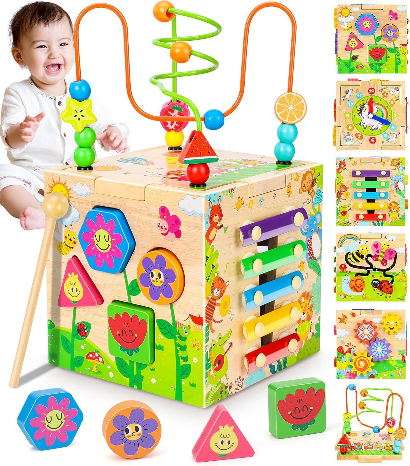 POPOLIC Motorikwürfel Motorikspielzeug, Aktivitätswürfel Montessori Baby günstig online kaufen