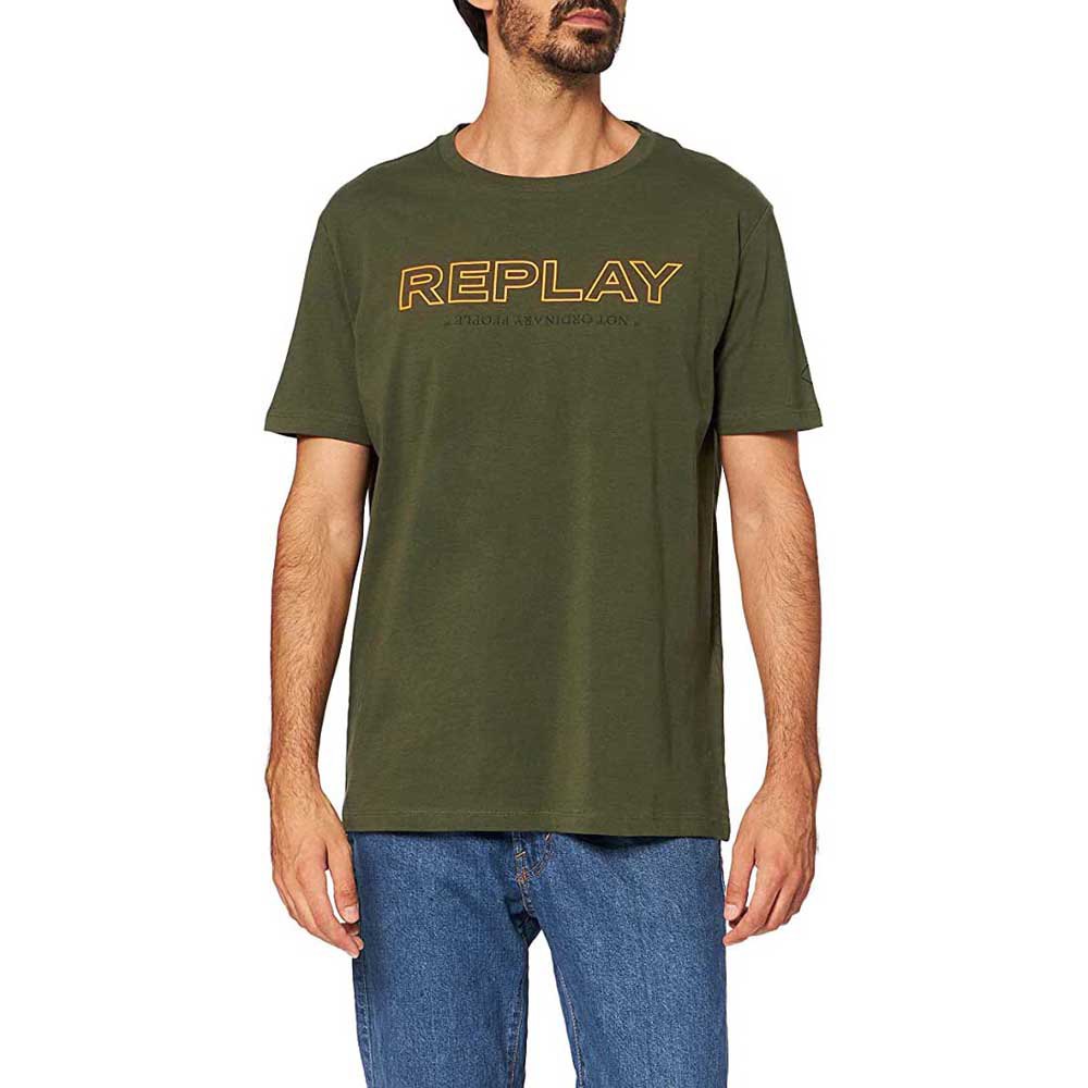 REPLAY Herren T-Shirt - 1/2-Arm, Rundhals, Logo-Print, Baumwolle, Jersey Ol günstig online kaufen