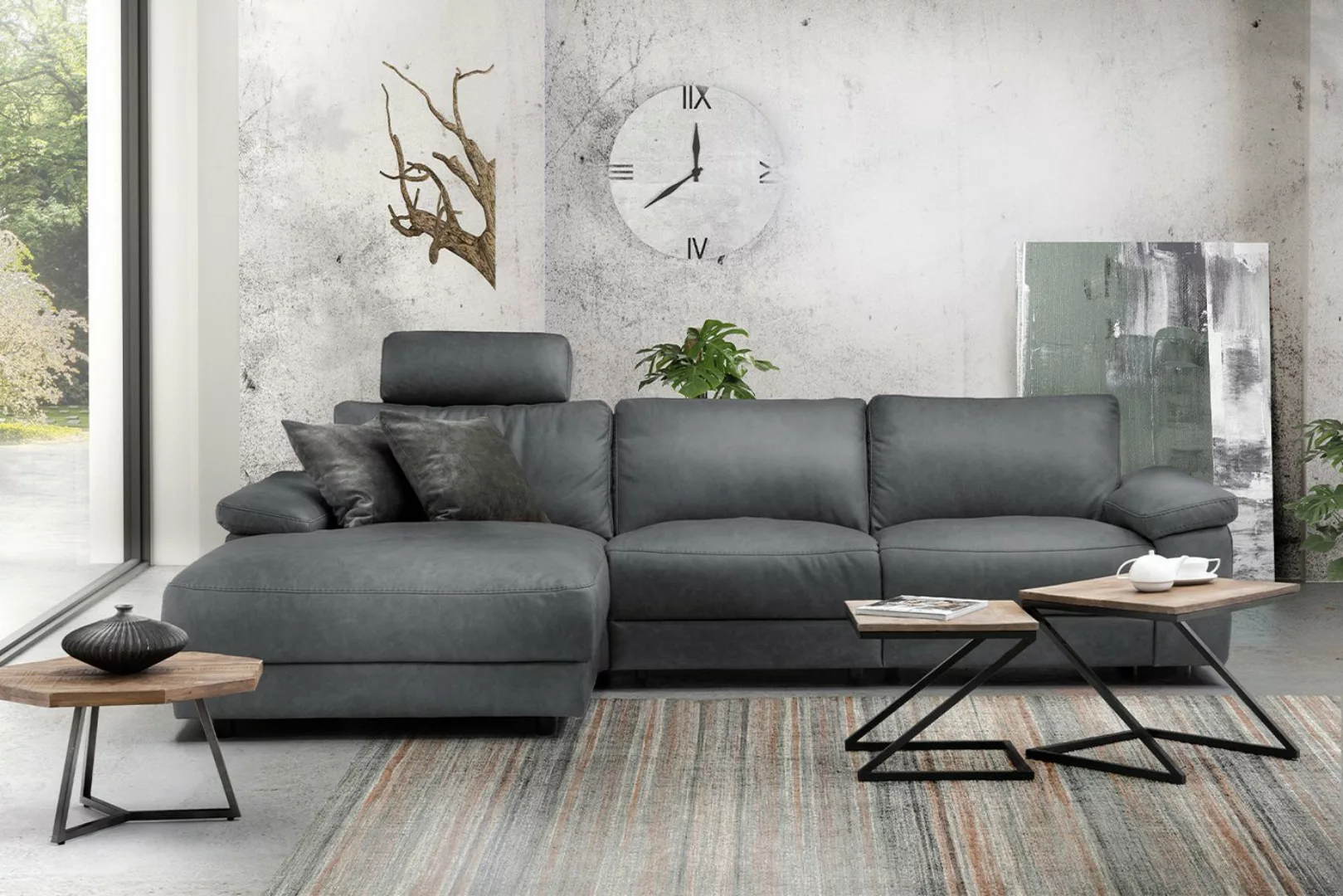 KAWOLA Ecksofa LOLA XL, Sofa Stoff od. Leder, Recamiere rechts od. links, v günstig online kaufen