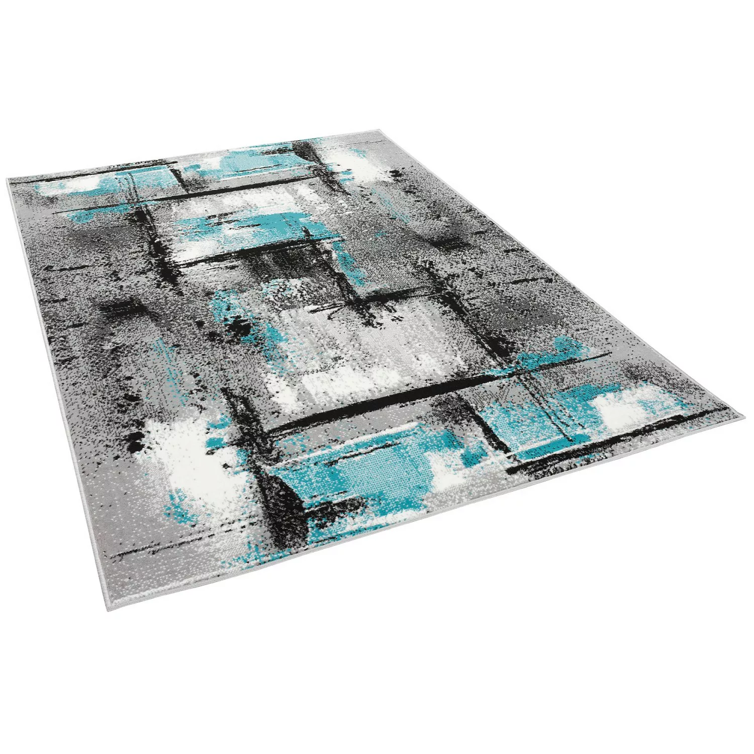 Pergamon Designer Teppich Samba Modern Urban Grau Türkis 190x280cm günstig online kaufen