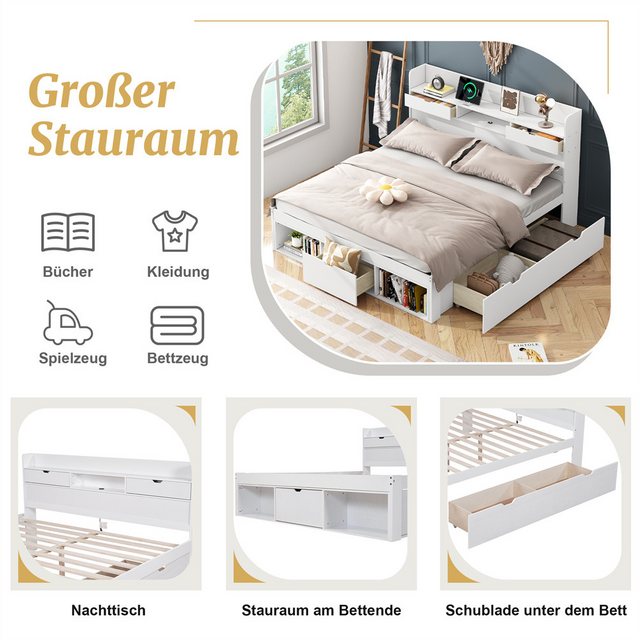 Sweiko Polsterbett Kinderbett, Jugendbett,Multifunktionales Bett (mit 2 Sch günstig online kaufen