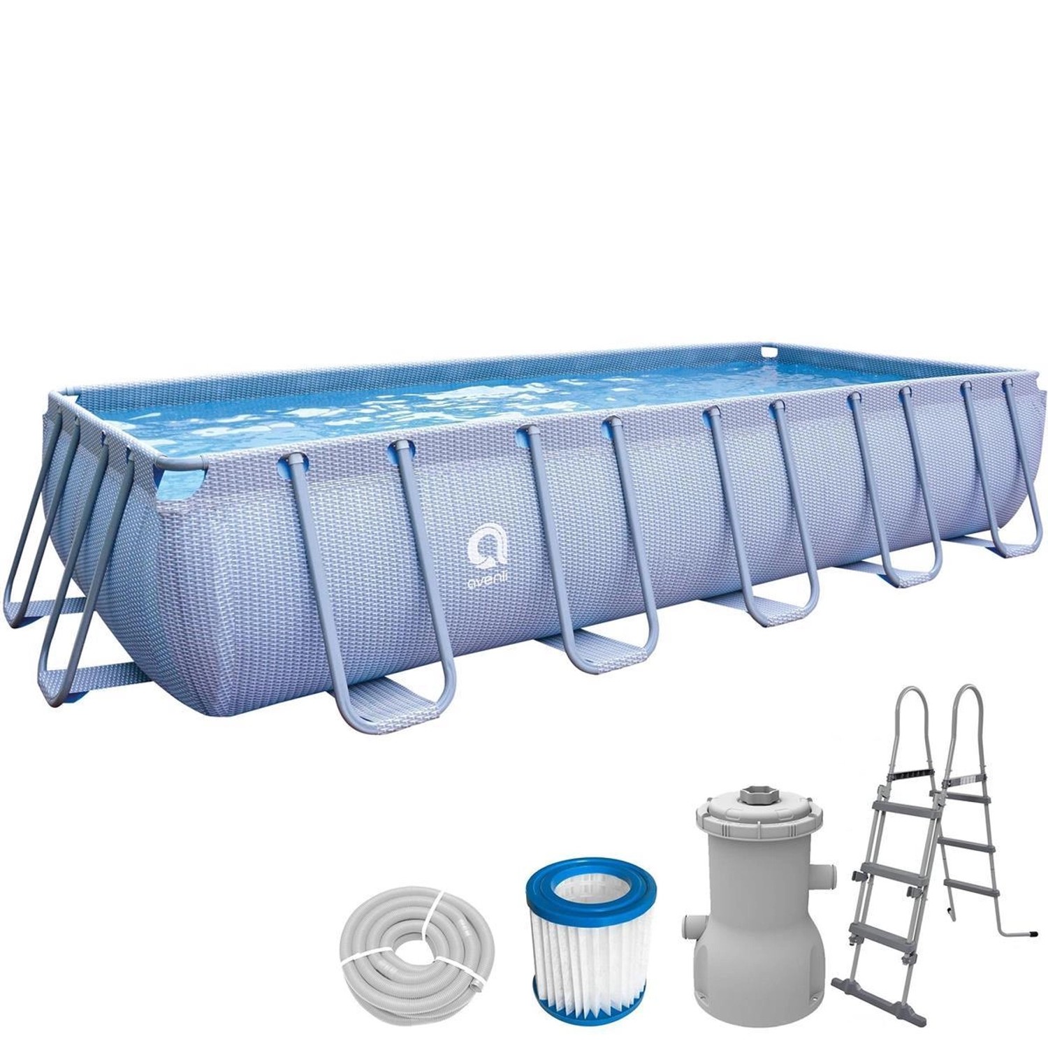 Avenli Frame Stahlrahmenpool Rechteckig 540 x 250 x 100 cm Grau mit Sicherh günstig online kaufen