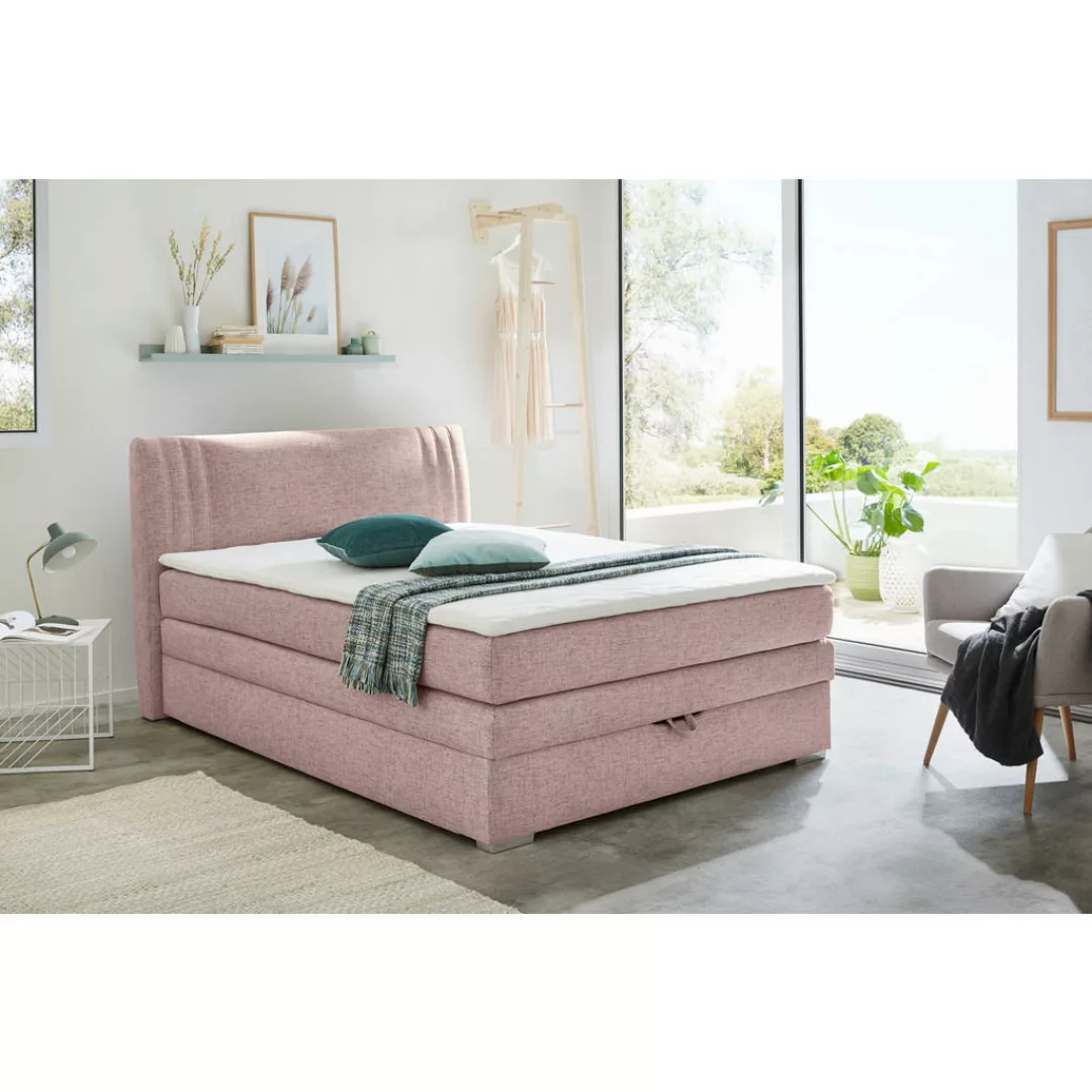 Boxspringbett  rosa Liegefläche B/L: ca. 140x200 cm günstig online kaufen