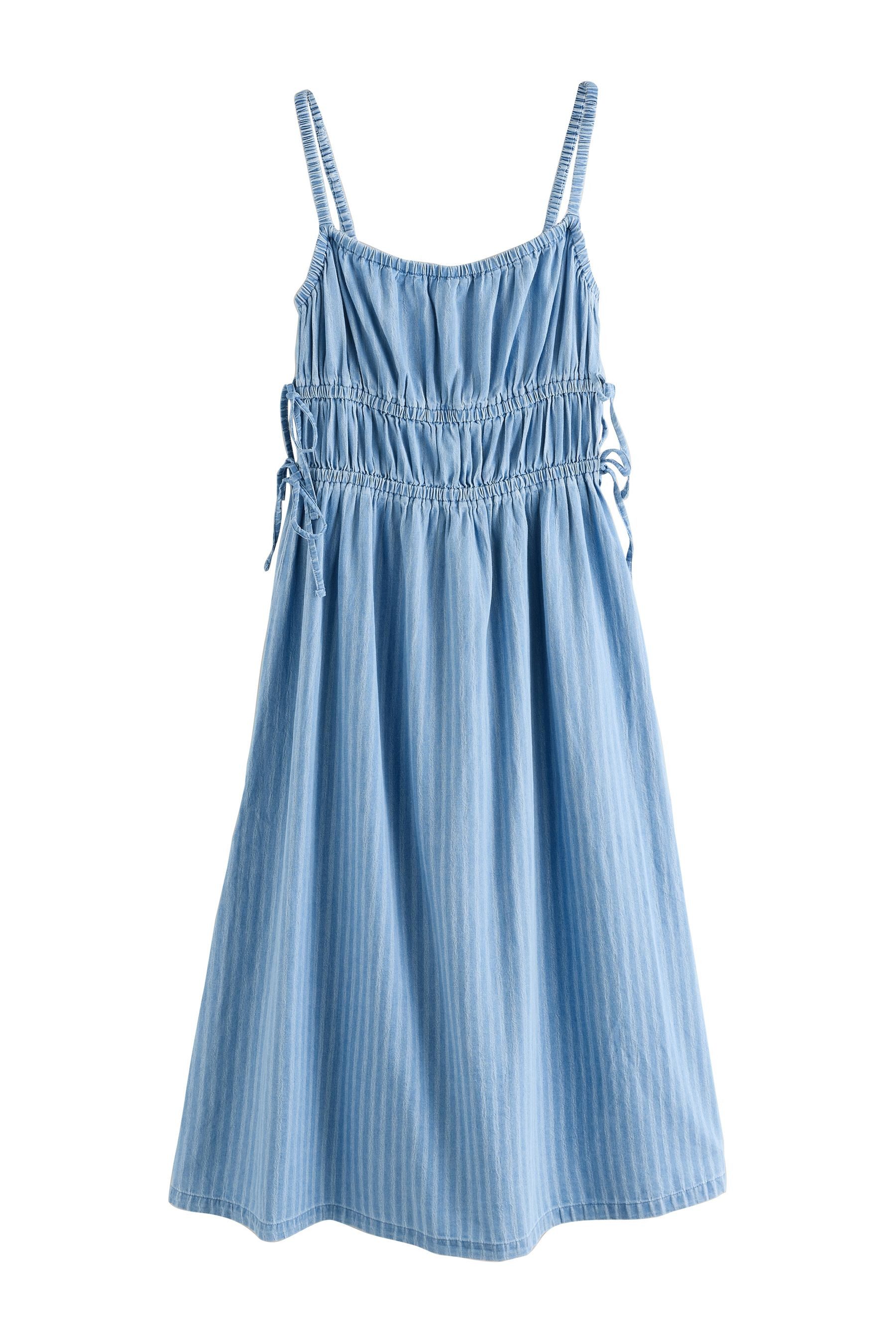 Next Midikleid Gestreiftes Jeans-Midikleid mit Trägern, günstig online kaufen