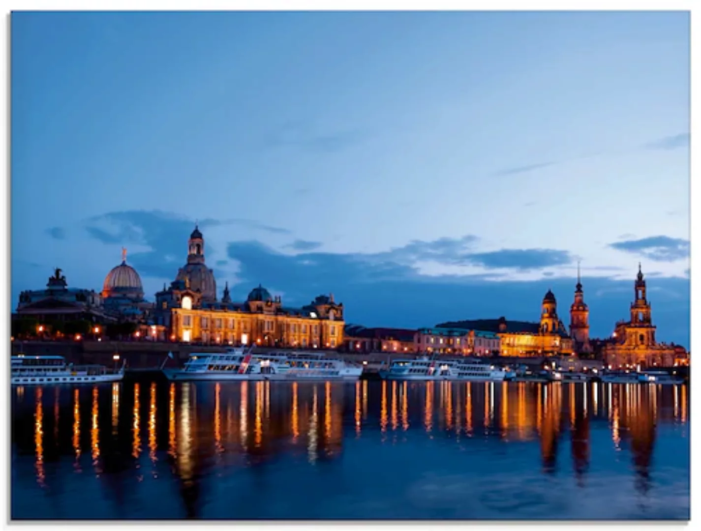 Artland Glasbild »Dresden Silhouette blaue Stunde«, Deutschland, (1 St.) günstig online kaufen