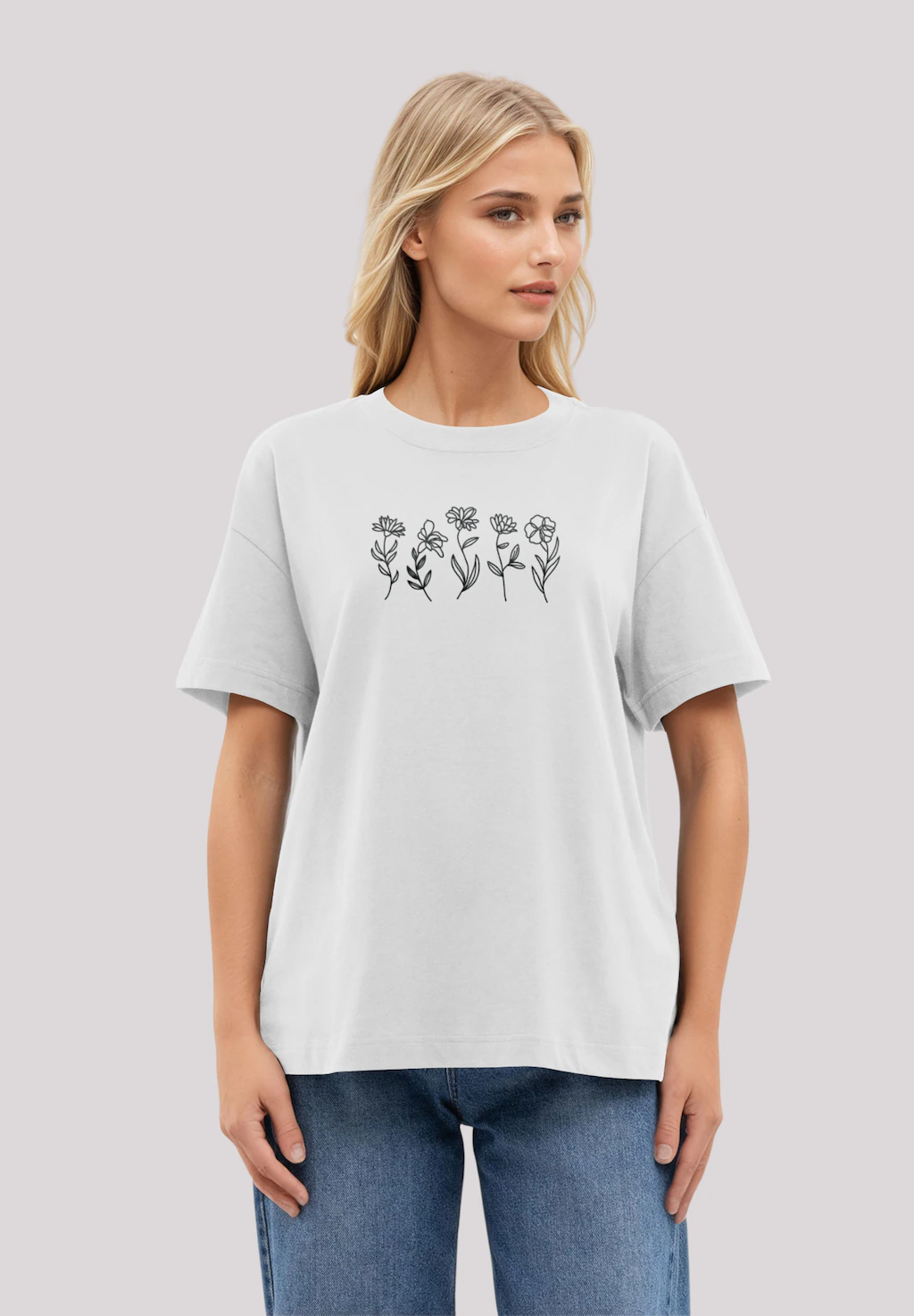 F4NT4STIC T-Shirt "Wildflower Minimalistic Bestickt", Premium Qualität günstig online kaufen