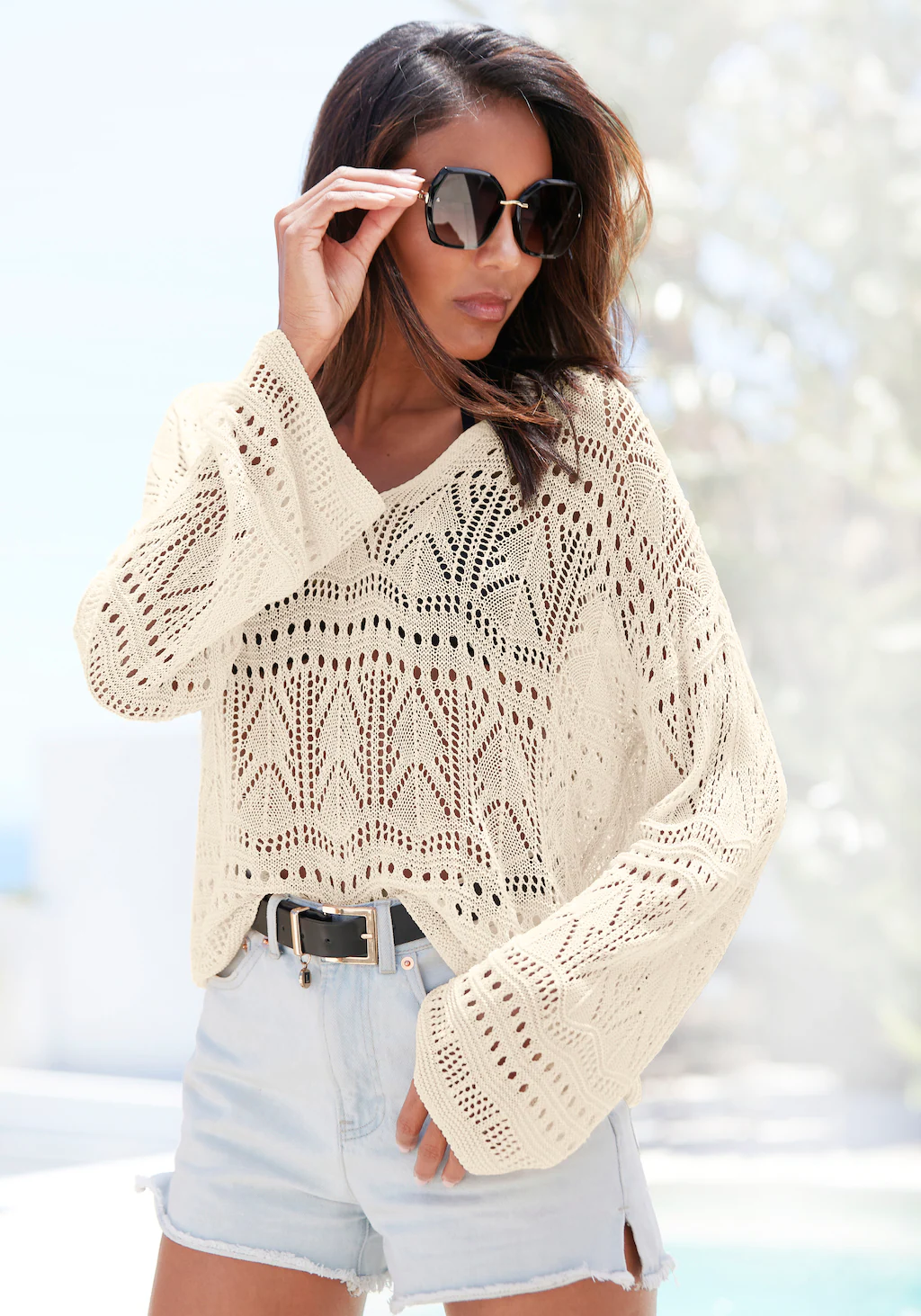 s.Oliver Strandpullover, mit semi-transparentem Ajourmuster, sommerlicher S günstig online kaufen