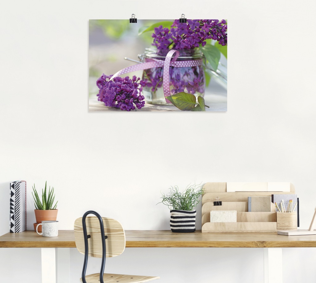 Artland Wandbild "Flieder Strauss", Blumen, (1 St.), als Leinwandbild, Post günstig online kaufen